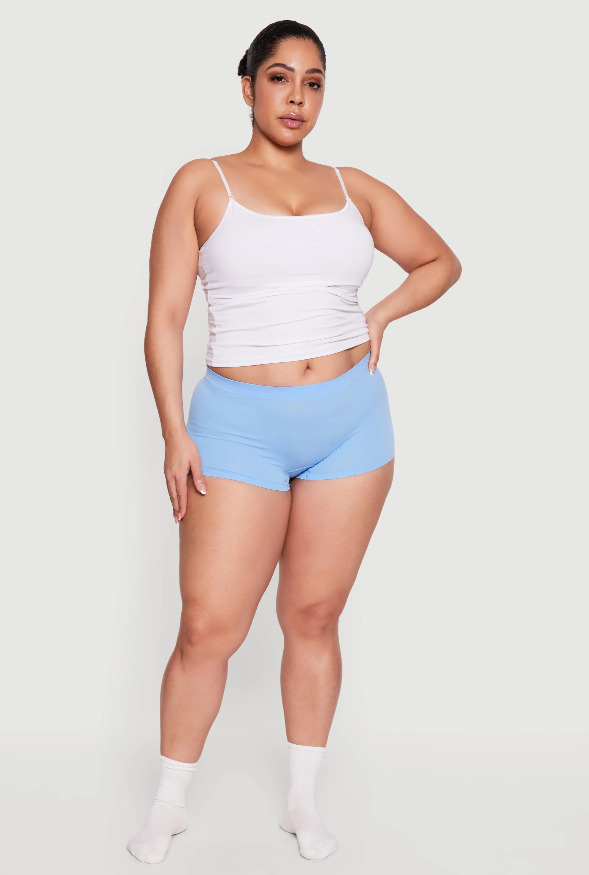 Plus Size Ribbed Knit Solid Boyshort Panty sold by Rainbow product image thumbnail 2