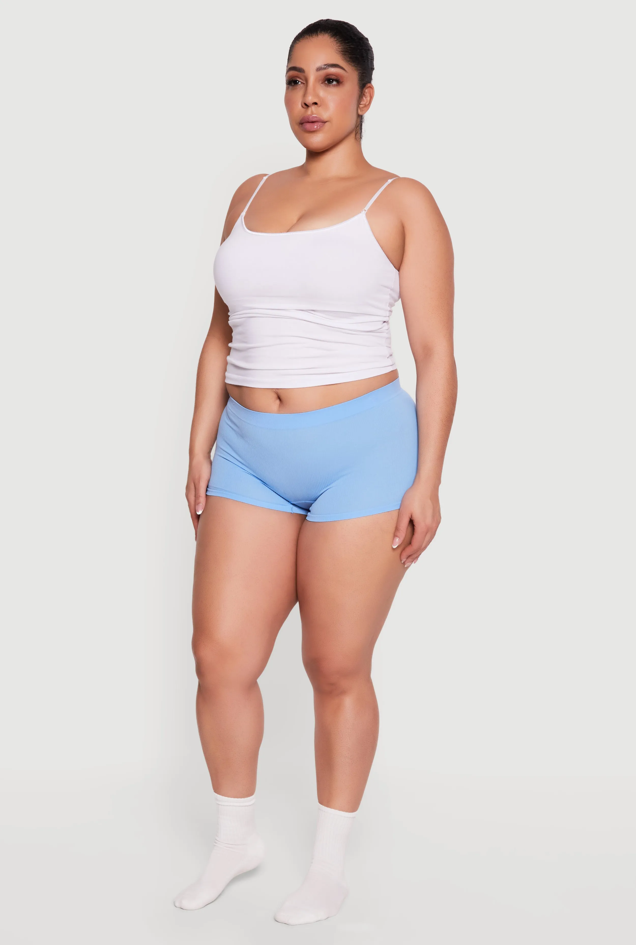 Plus Size Ribbed Knit Solid Boyshort Panty sold by Rainbow product image thumbnail 3