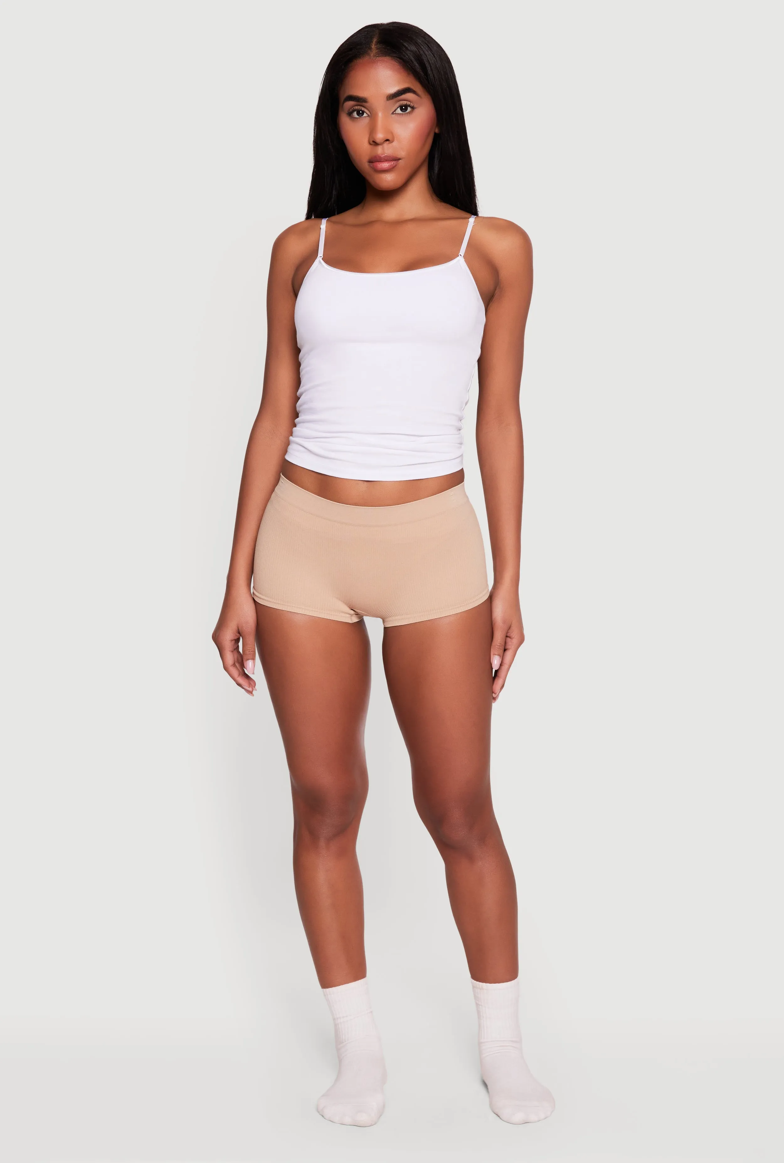 Seamless Ribbed Knit Solid Boyshort Underwear sold by Rainbow product image thumbnail 2