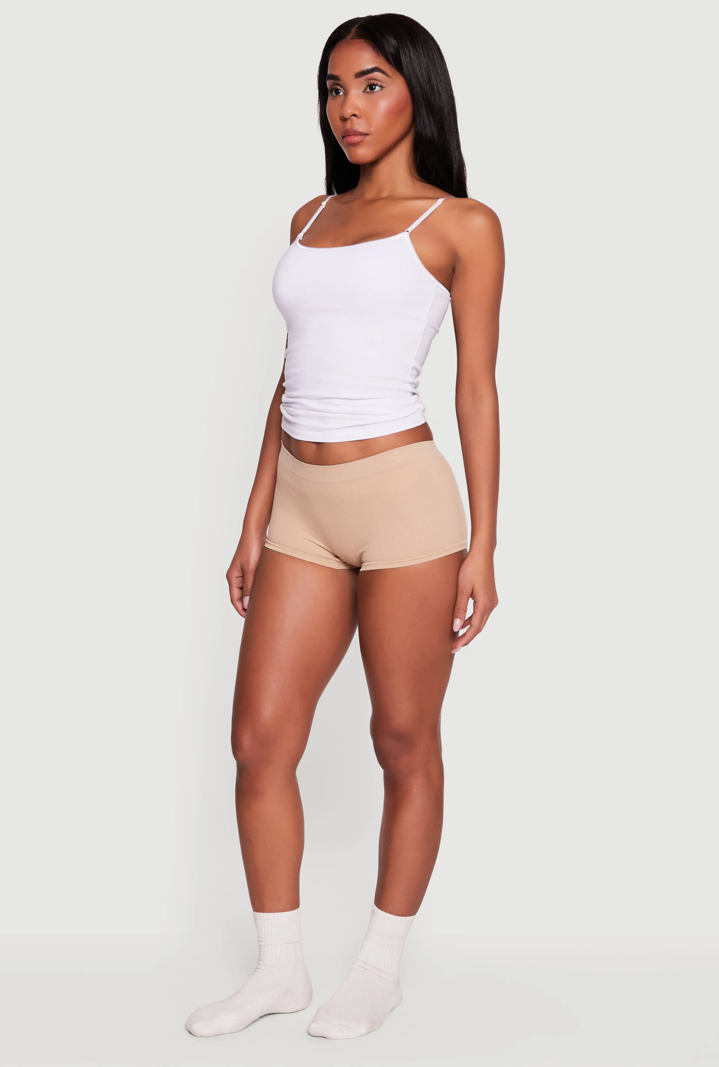 Seamless Ribbed Knit Solid Boyshort Underwear sold by Rainbow product image thumbnail 3