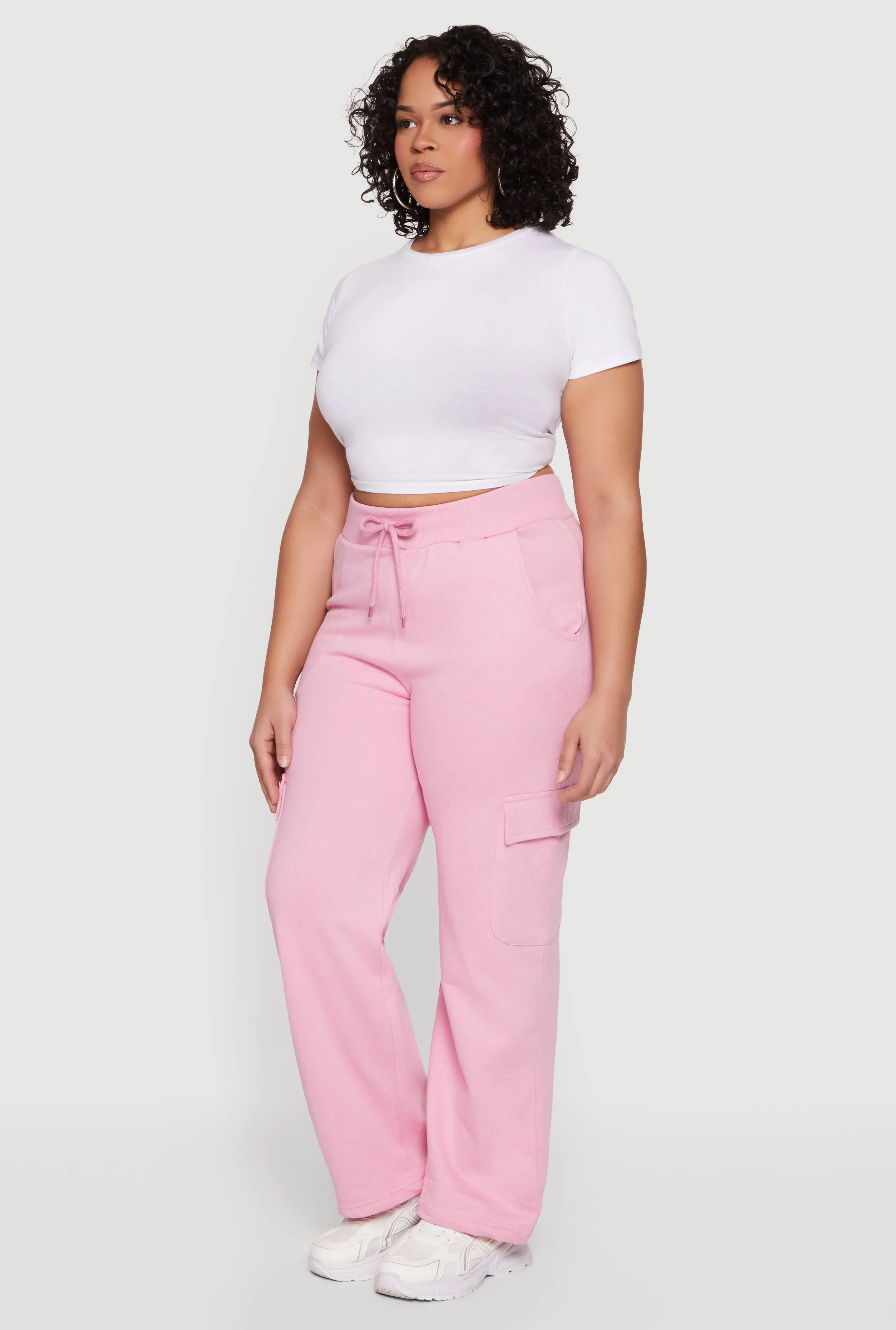 Plus Size High Waisted Cargo Pocket Fleece Sweatpants sold by Rainbow product image thumbnail 2