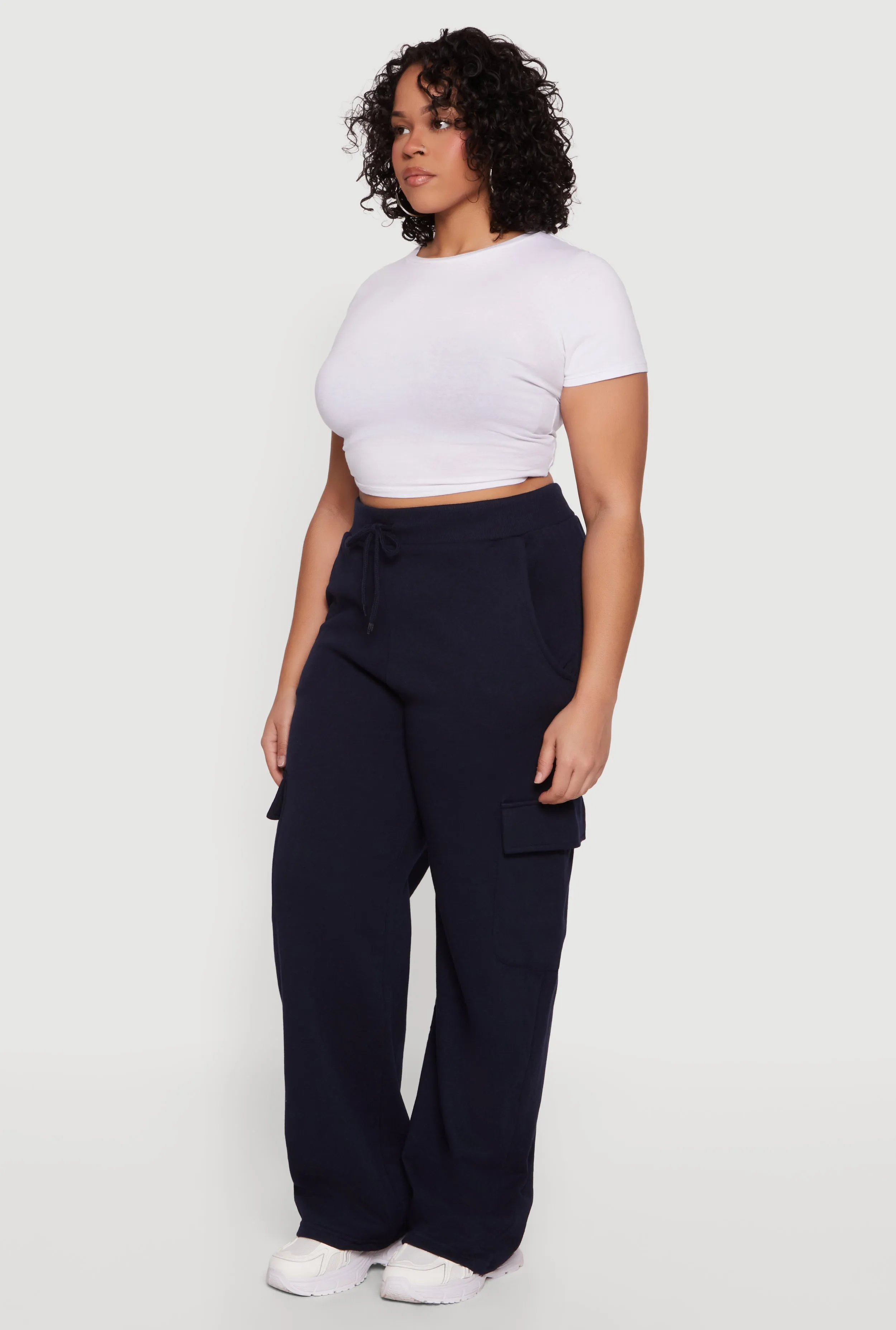 Plus Size High Waisted Cargo Pocket Fleece Sweatpants sold by Rainbow product image thumbnail 2