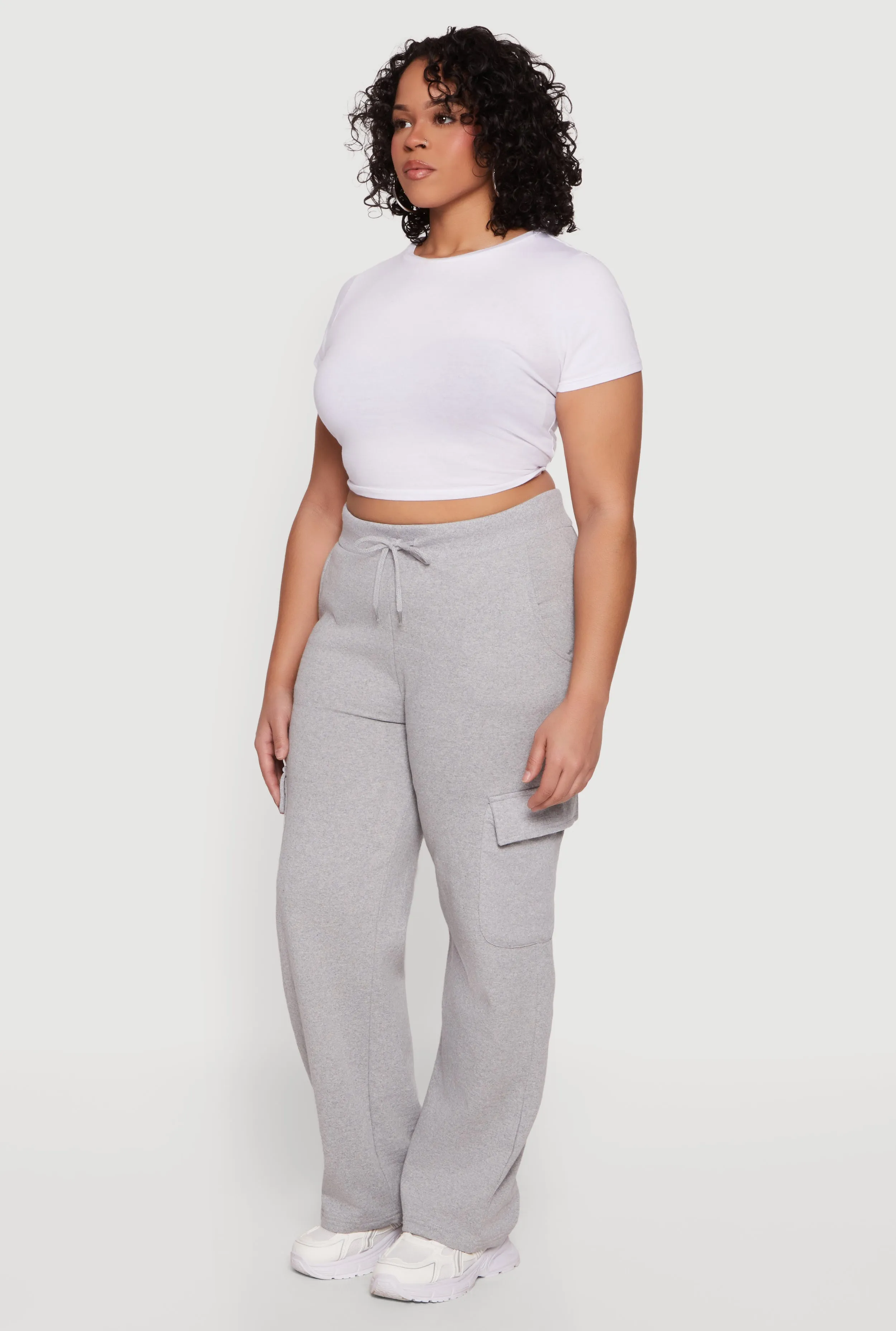 Plus Size High Waisted Cargo Pocket Fleece Sweatpants sold by Rainbow product image thumbnail 2