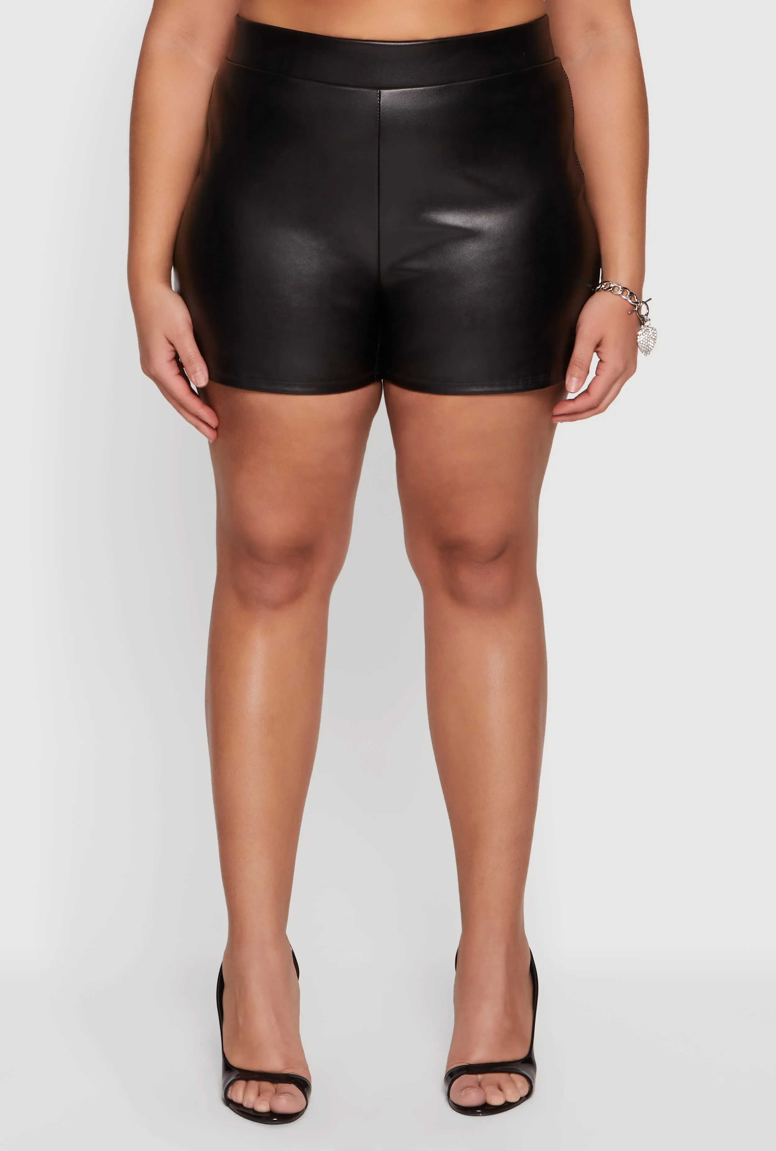 Plus Size Faux Leather High Waisted Shorts sold by Rainbow product image thumbnail 3