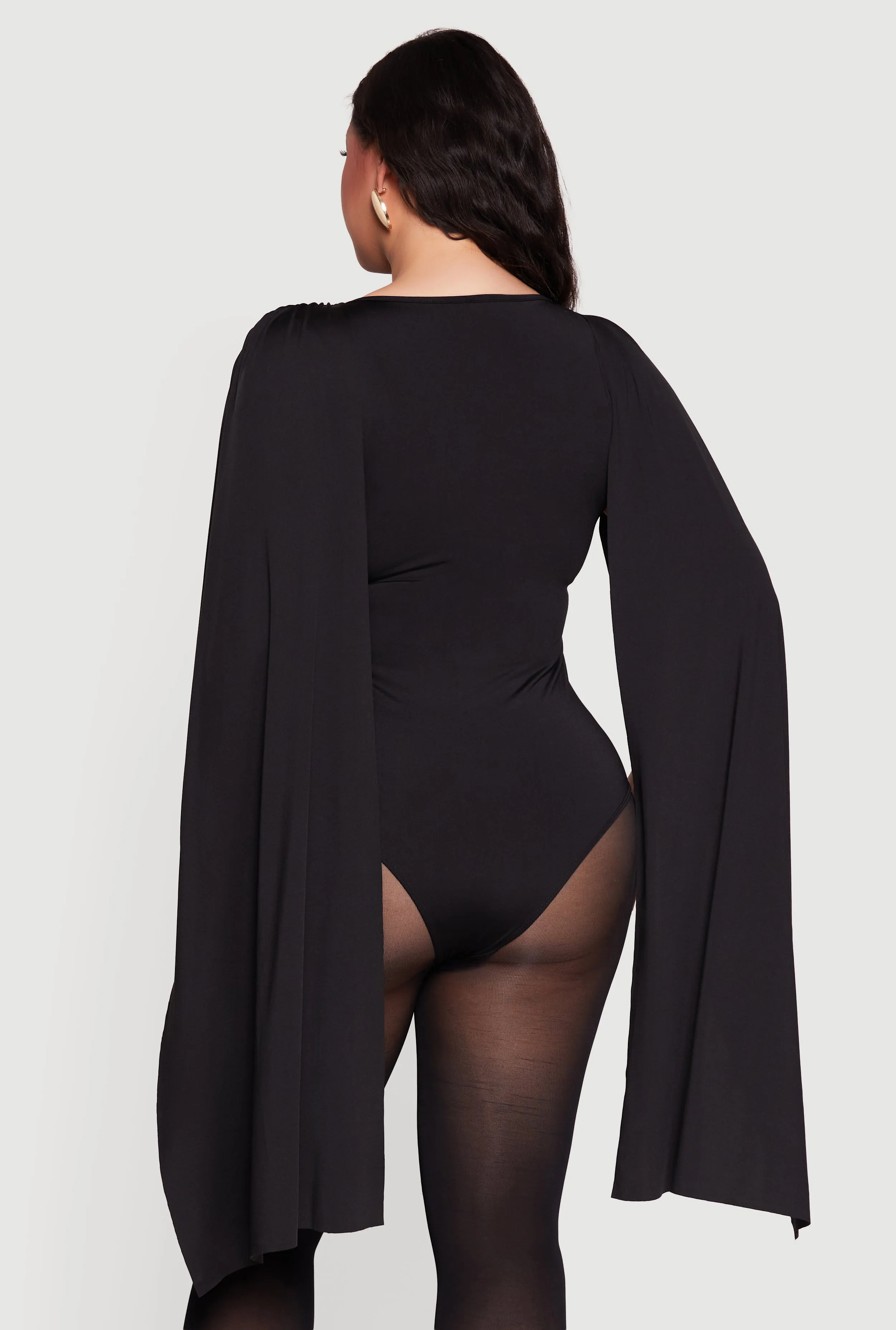 Plus Size Ruched Draped Cape Bodysuit sold by Rainbow product image thumbnail 5