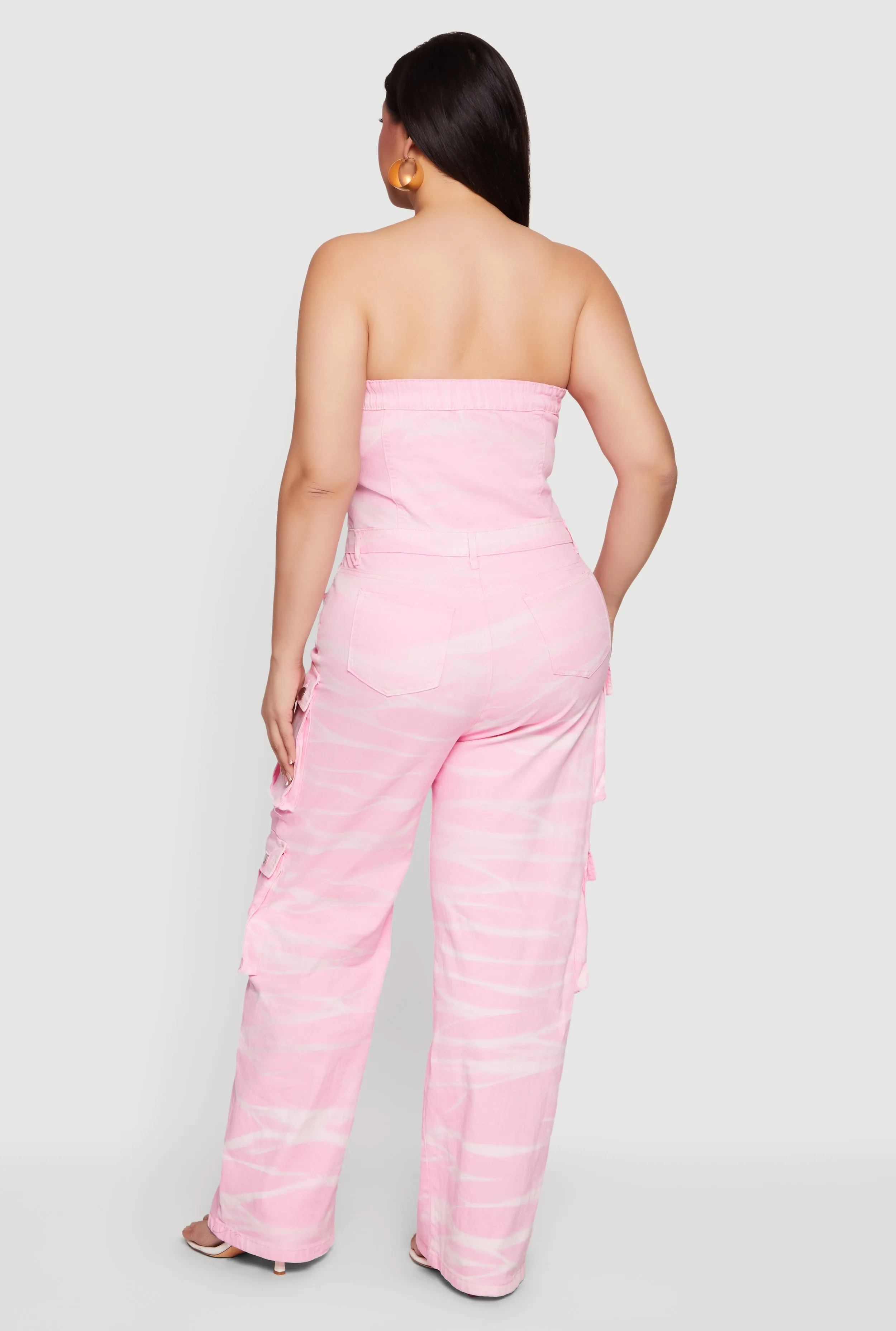 Plus Size Strapless Denim Utility Cargo Jumpsuit sold by Rainbow product image thumbnail 3