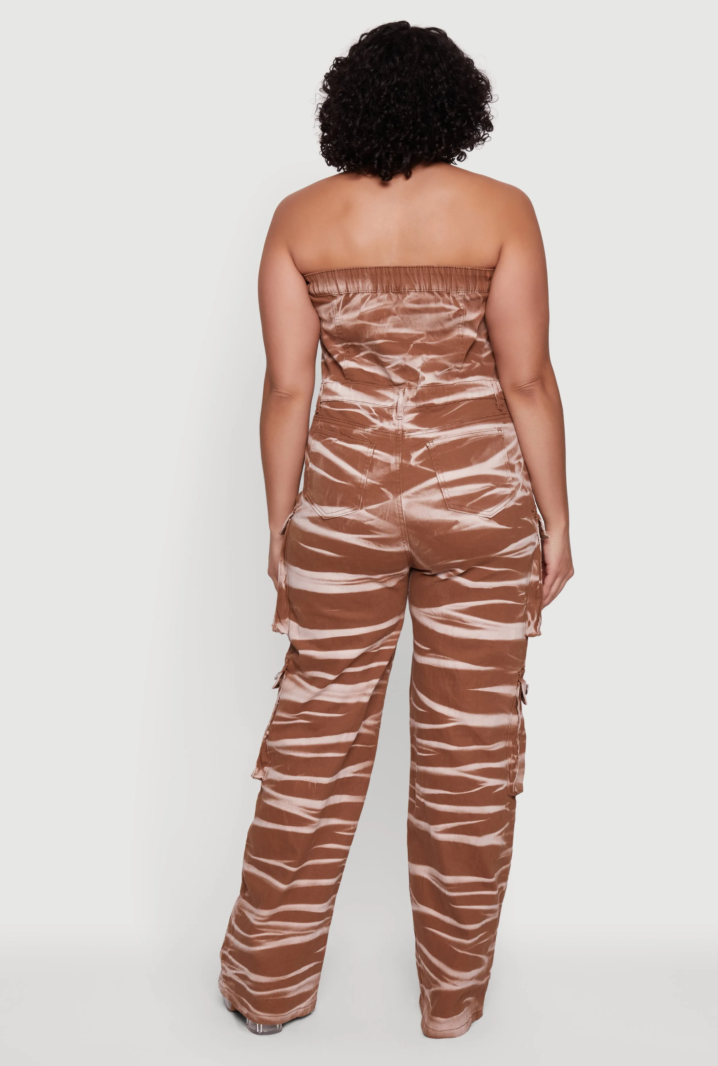 Plus Size Strapless Denim Utility Cargo Jumpsuit sold by Rainbow product image thumbnail 3