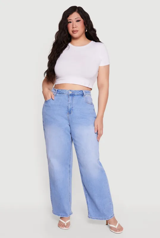 Plus Size WAX High Waisted Wide Leg Jeans sold by Rainbow