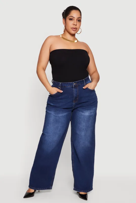 Plus Size WAX High Waisted Wide Leg Jeans sold by Rainbow
