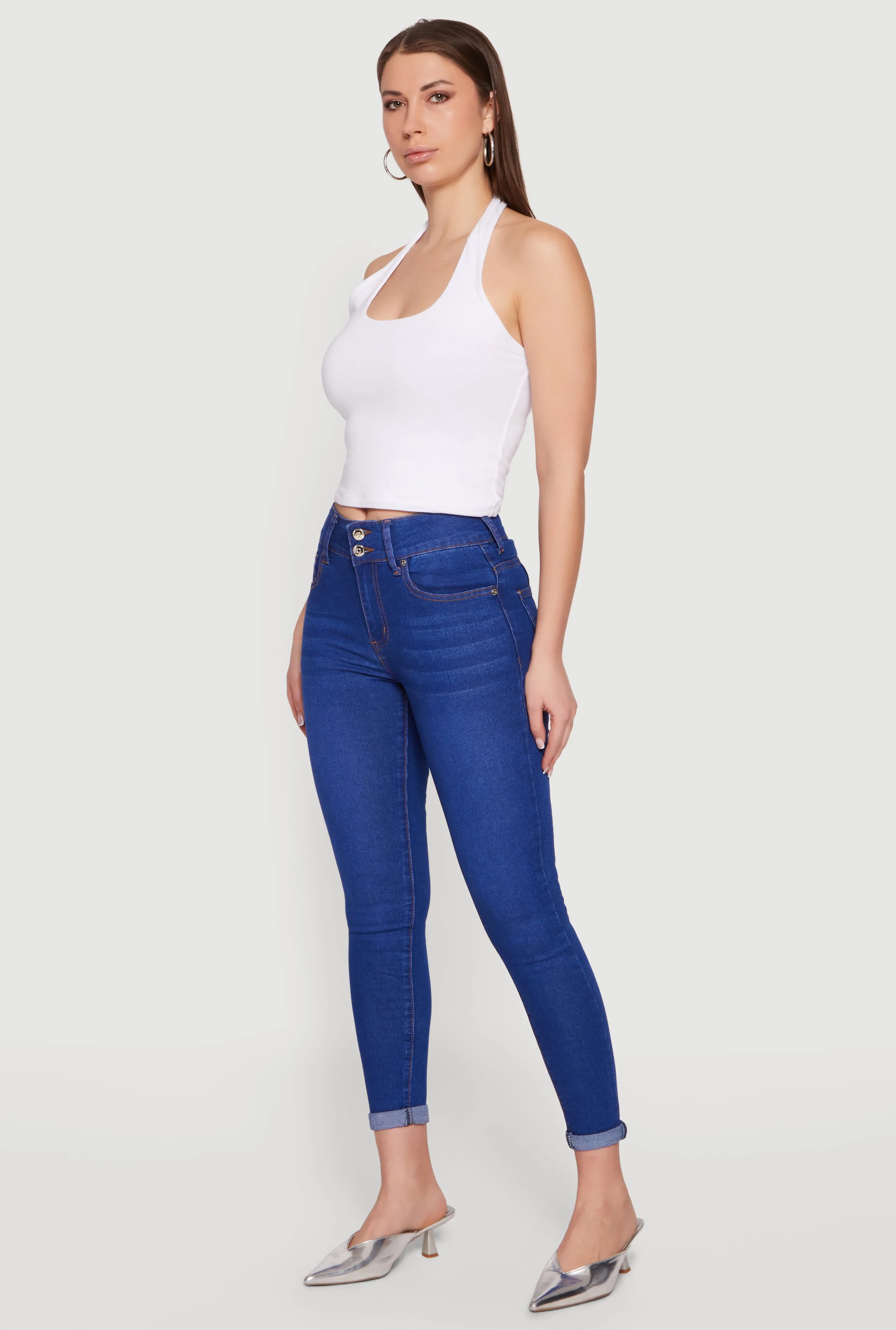 Two Button Rolled Cuff Skinny Jeans sold by Rainbow product image thumbnail 2