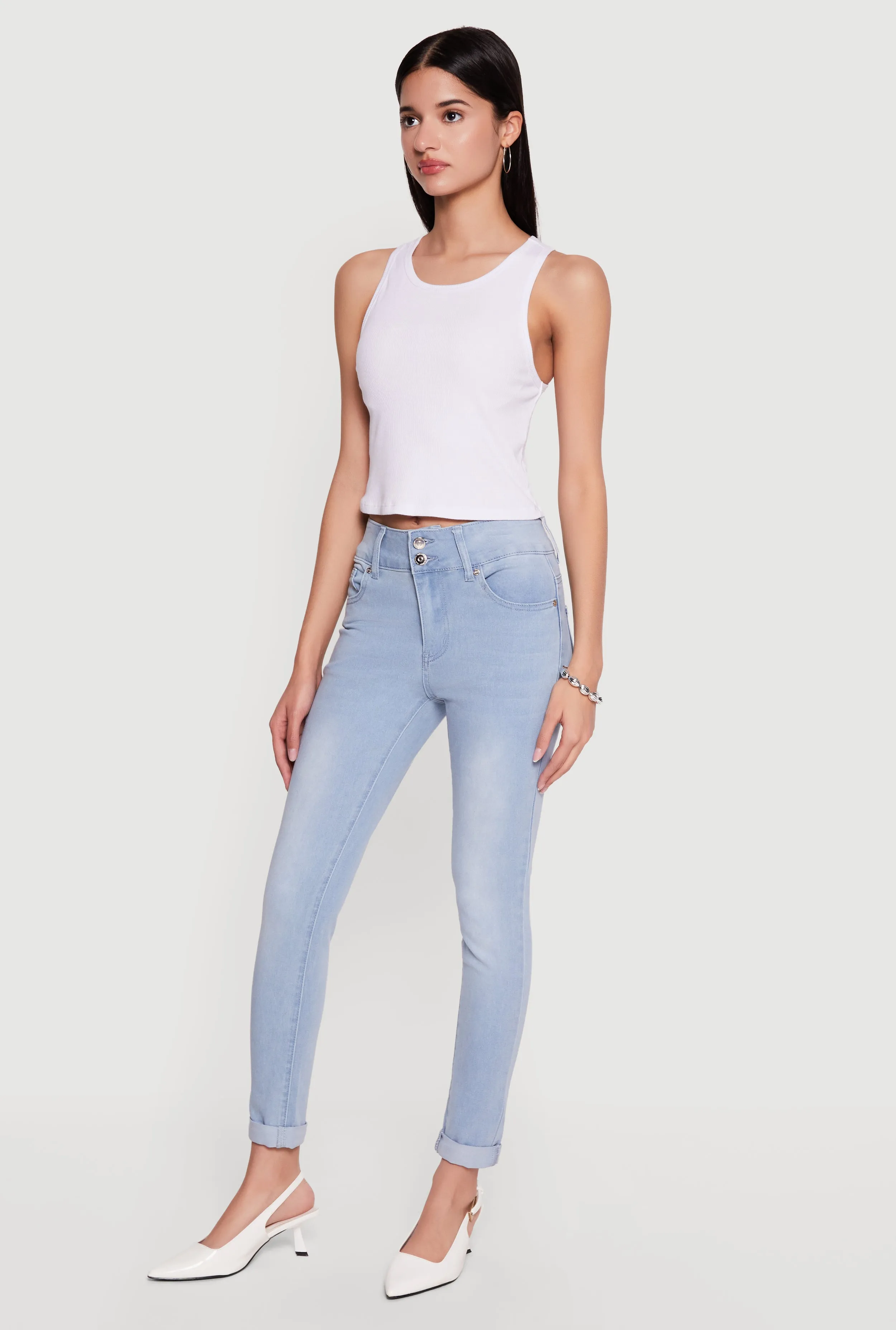 Two Button Rolled Cuff Skinny Jeans sold by Rainbow product image thumbnail 2