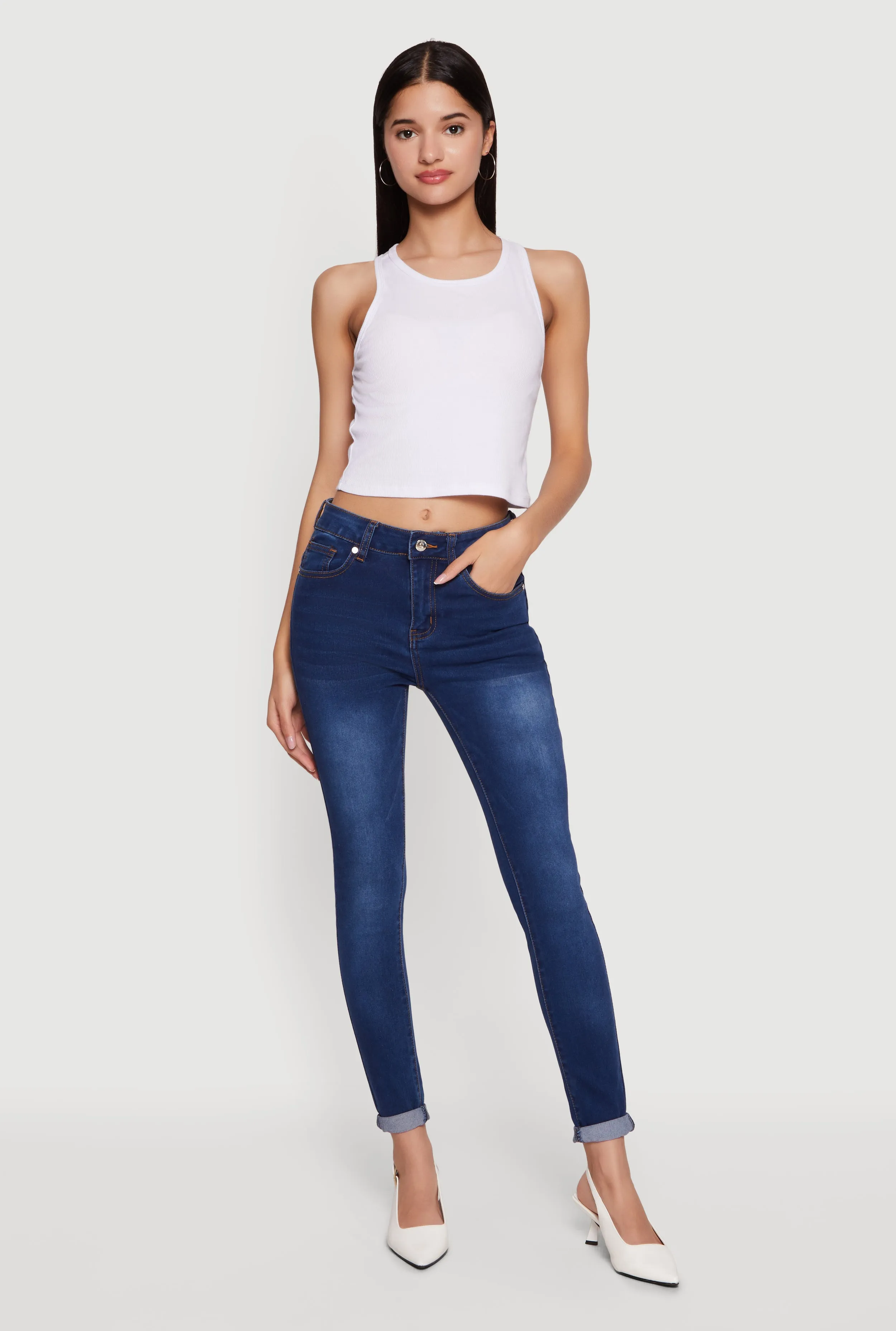 Skinny Jeans with Rolled Cuffs sold by Rainbow