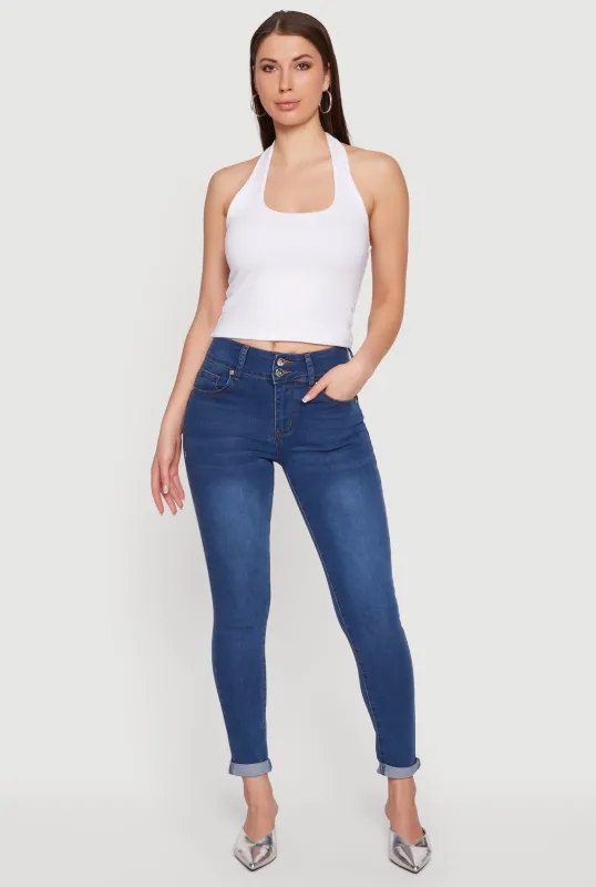 Two Button Rolled Cuff Skinny Jeans made by Rainbow