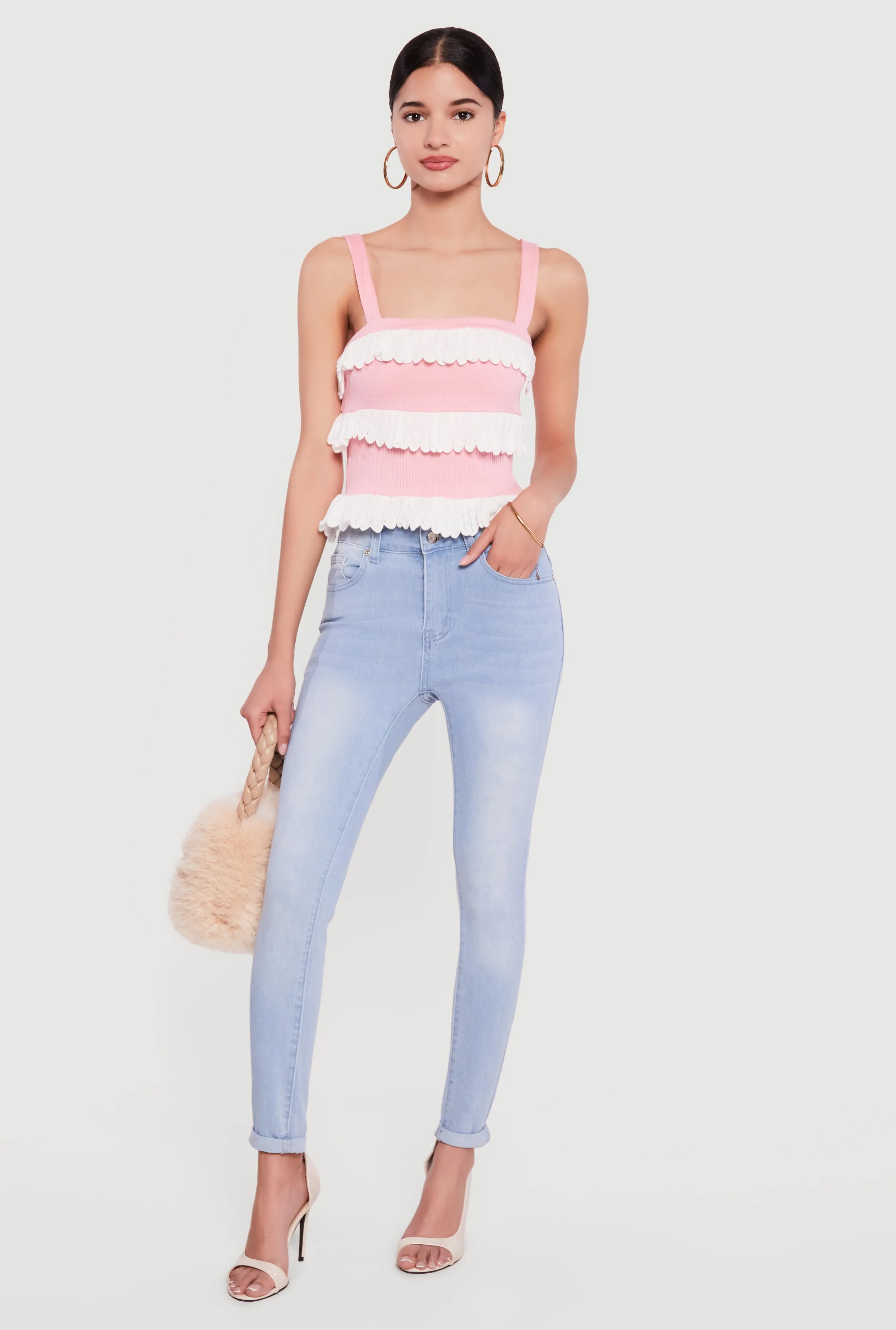 Skinny Jeans with Rolled Cuffs sold by Rainbow