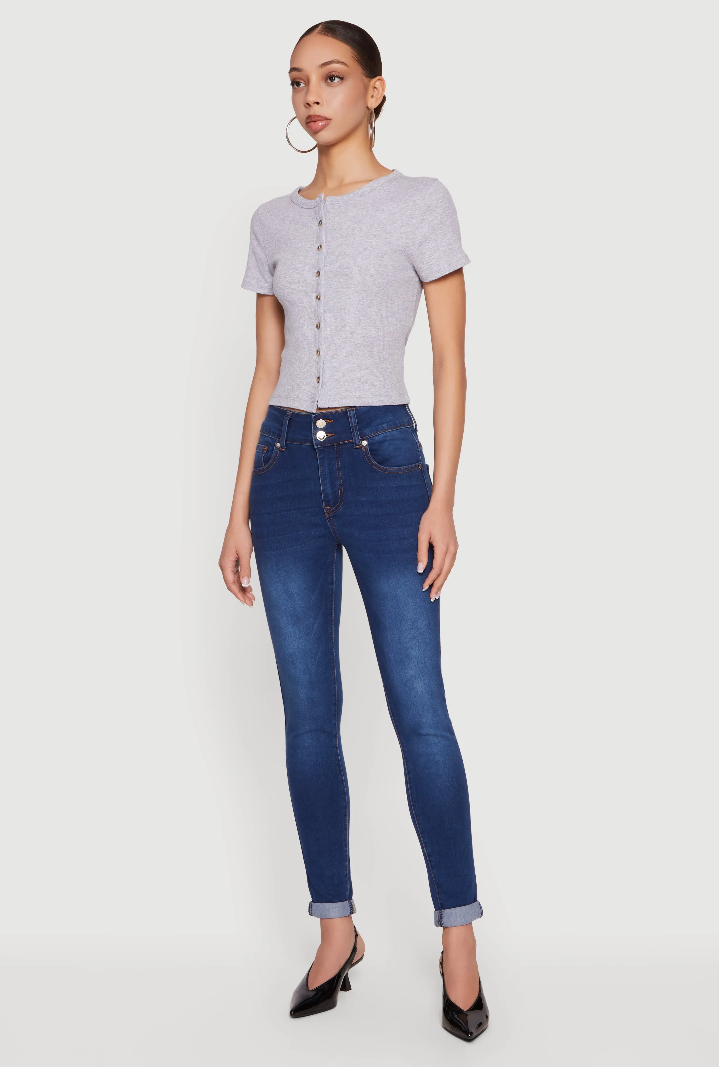 Two Button Rolled Cuff Skinny Jeans sold by Rainbow product image thumbnail 2