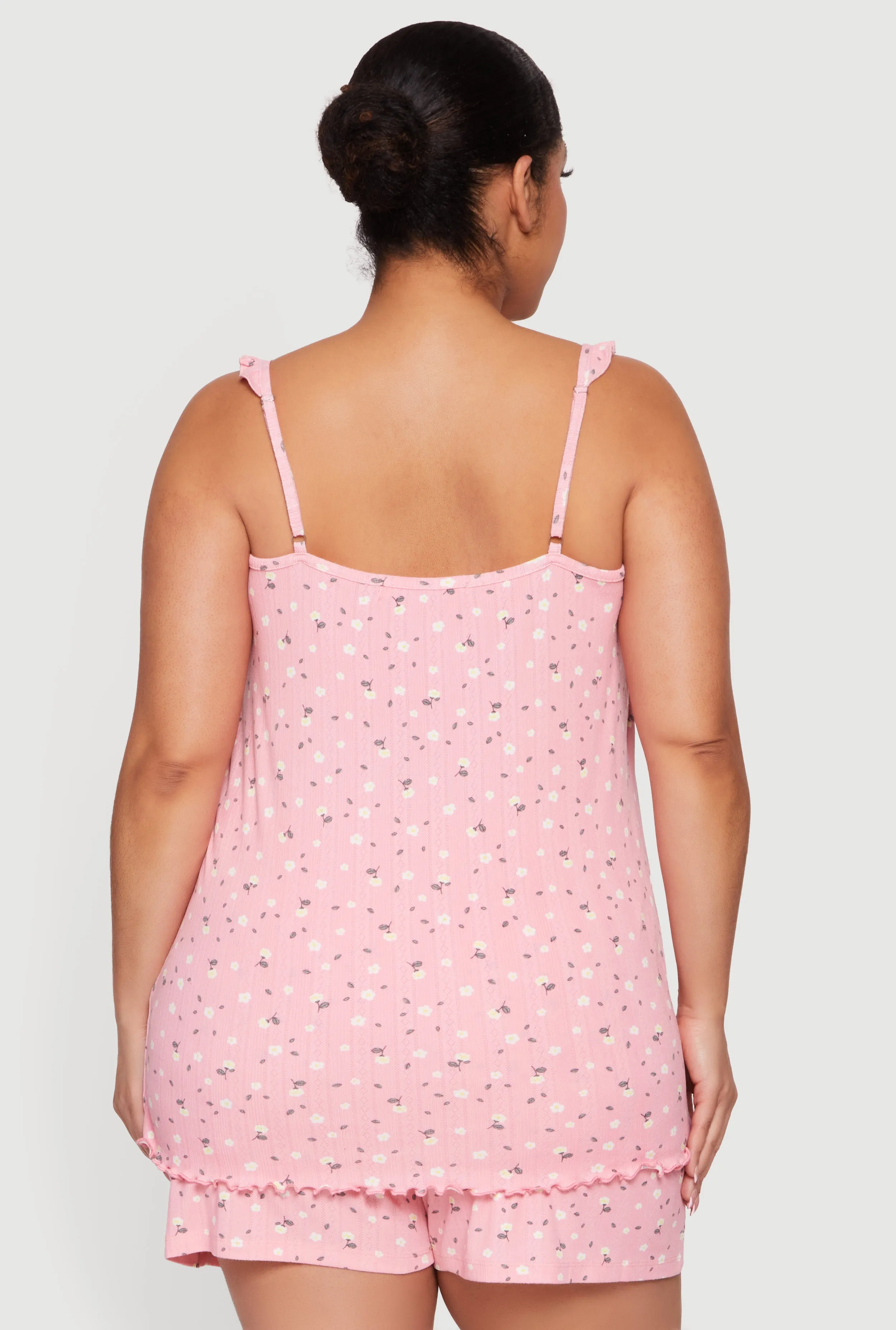 Plus Size Floral Ruffle Trim Pajama Cami and Shorts Set sold by Rainbow product image thumbnail 2