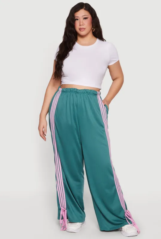 Plus Size Side Striped Wide Leg Sweatpants sold by Rainbow