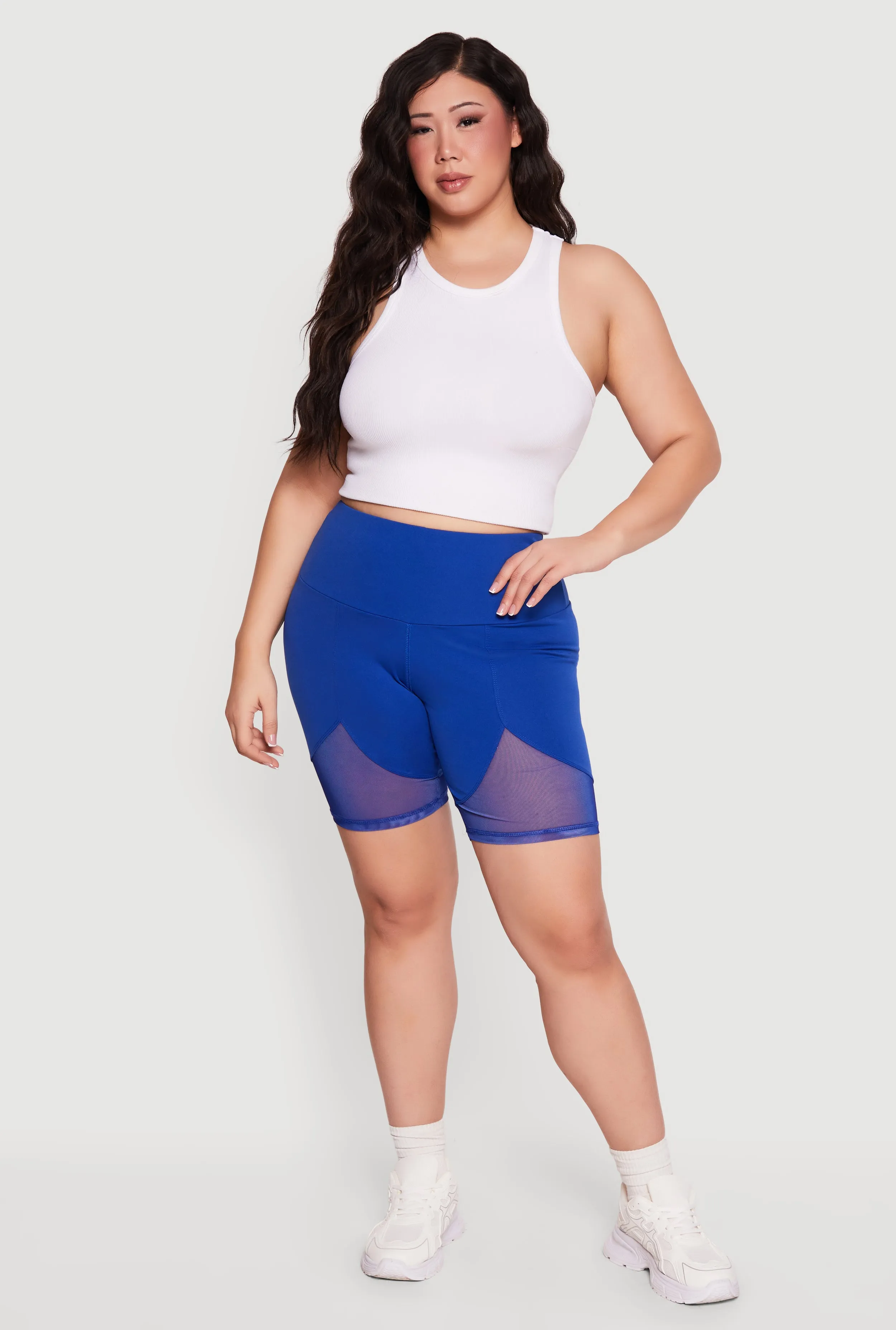 Plus Size High Waisted Mesh Insert Bike Shorts sold by Rainbow product image thumbnail 4