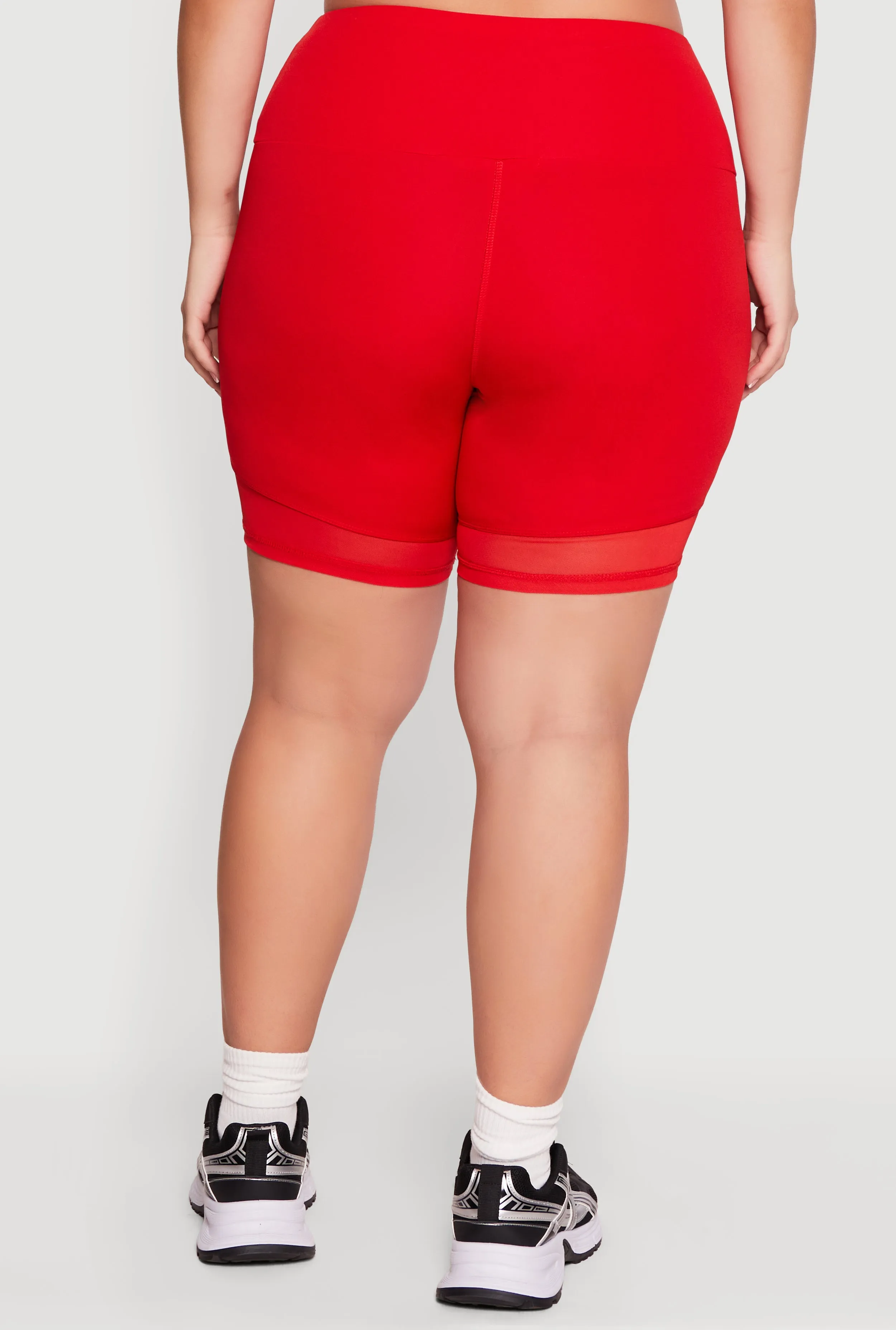 Plus Size High Waisted Mesh Insert Bike Shorts sold by Rainbow product image thumbnail 5