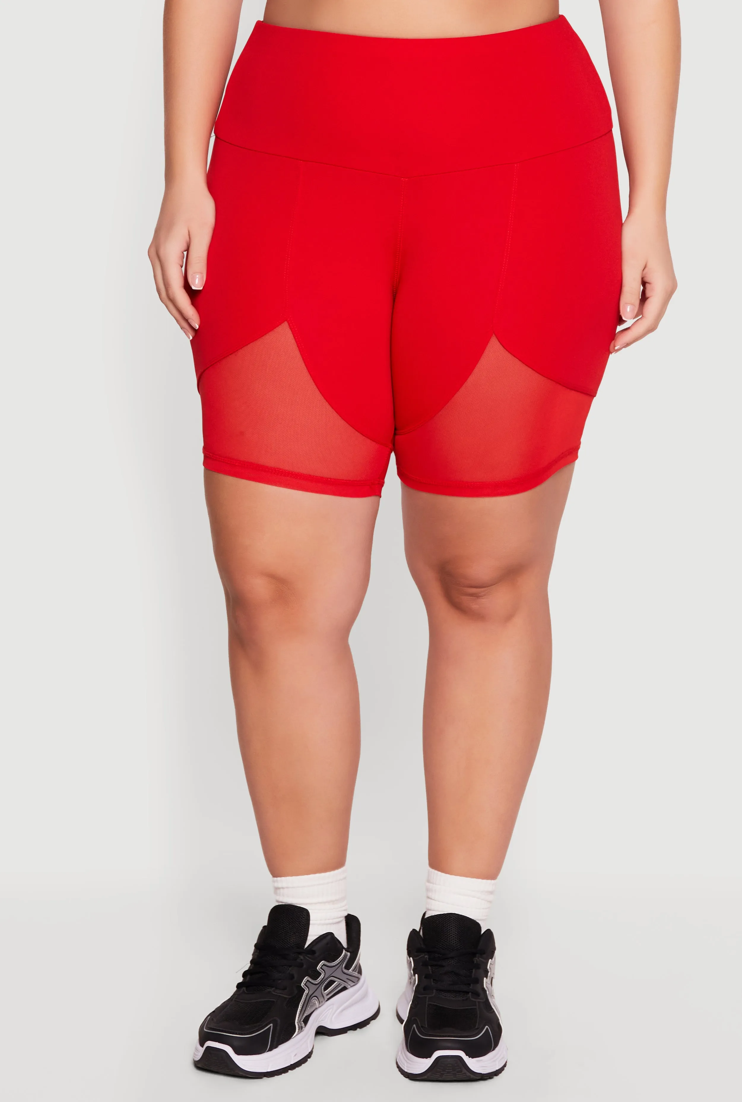 Plus Size High Waisted Mesh Insert Bike Shorts sold by Rainbow product image thumbnail 3