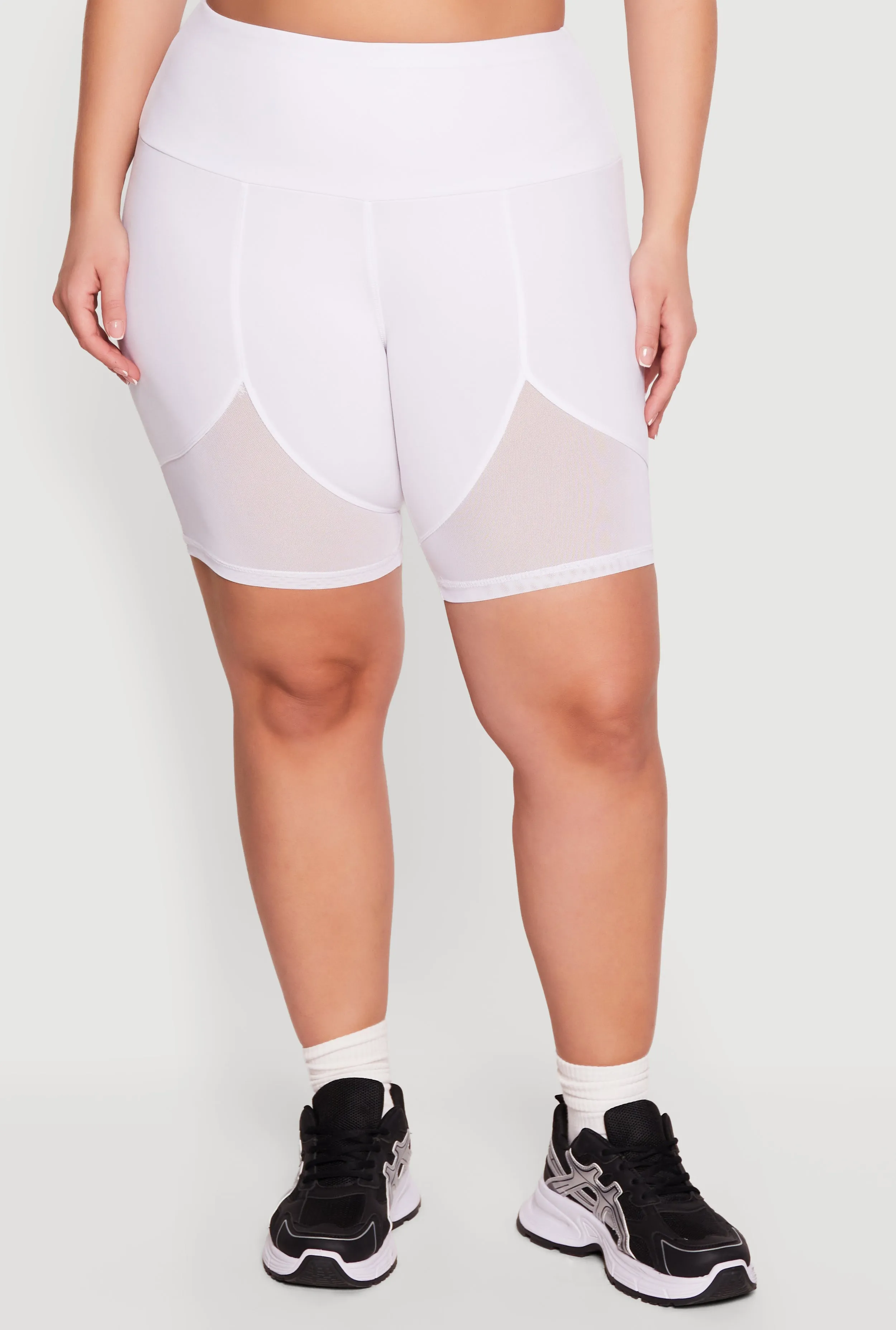 Plus Size High Waisted Mesh Insert Bike Shorts sold by Rainbow product image thumbnail 3