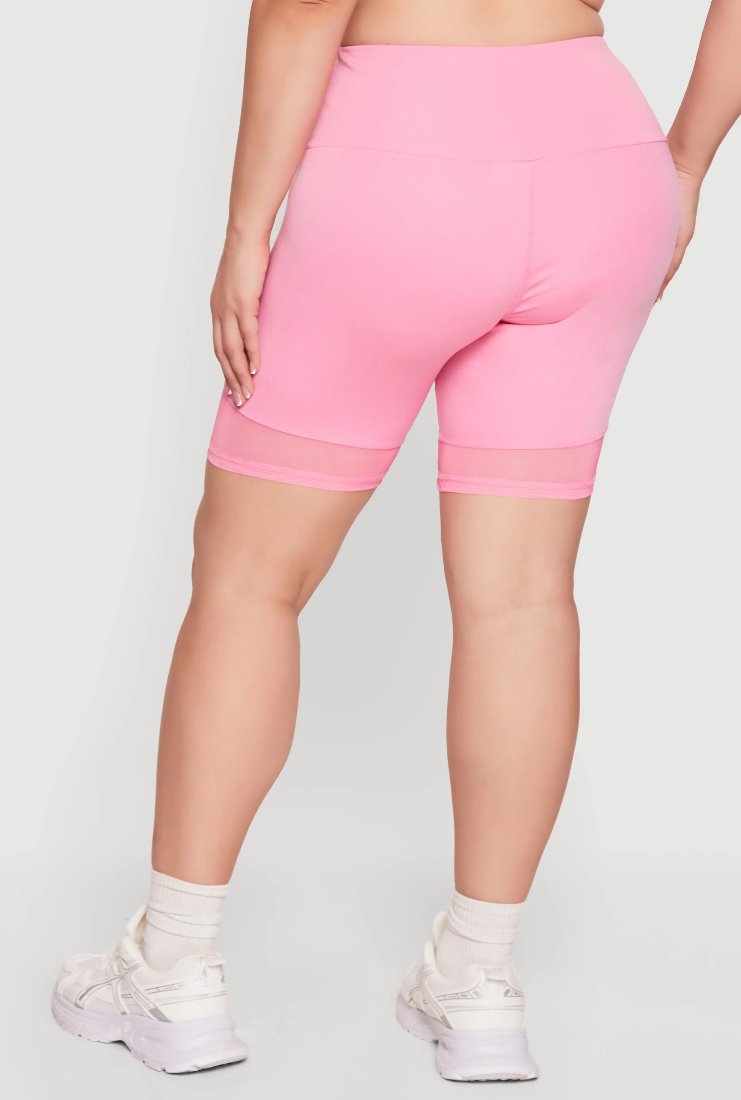 Plus Size High Waisted Mesh Insert Bike Shorts sold by Rainbow product image thumbnail 5