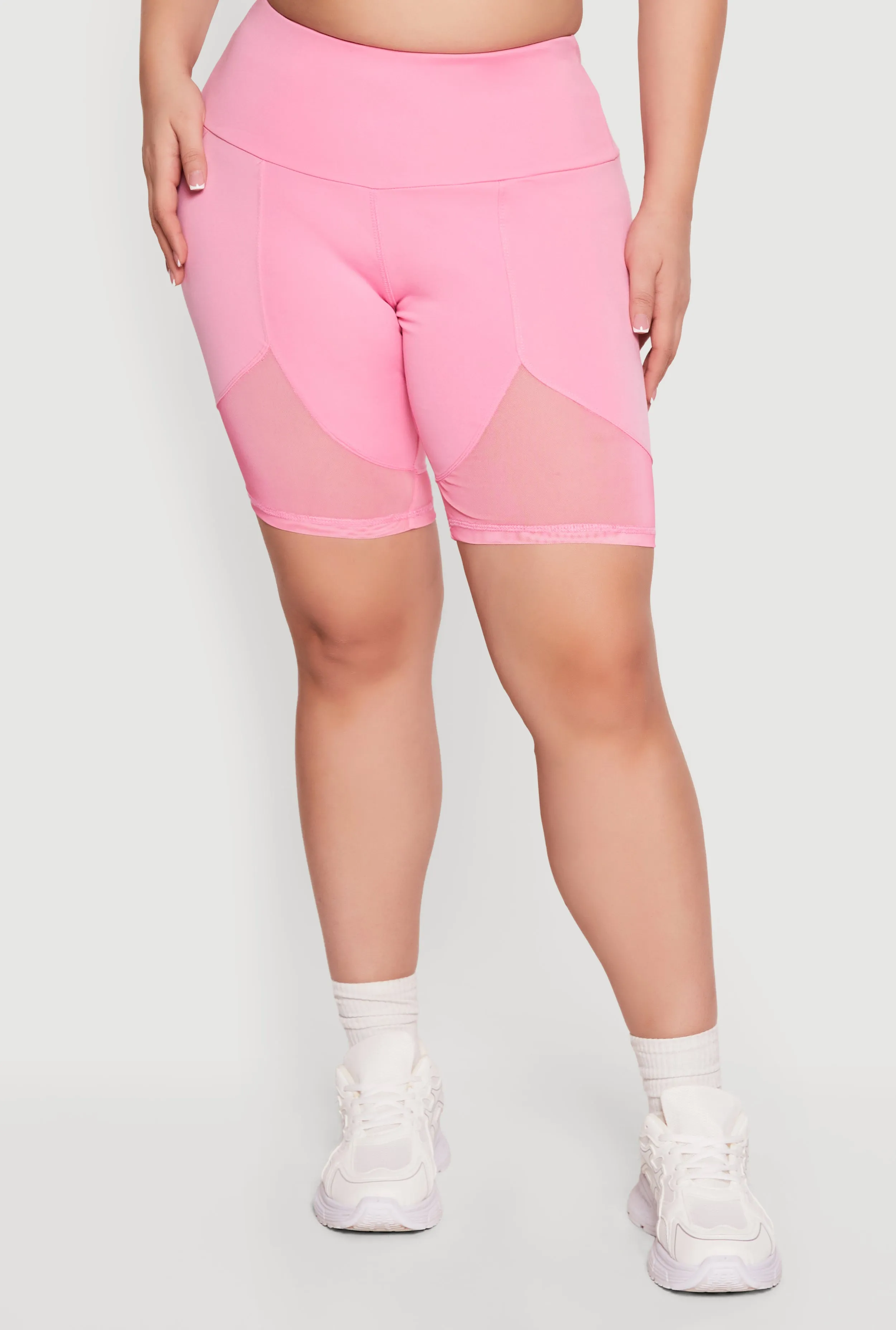 Plus Size High Waisted Mesh Insert Bike Shorts sold by Rainbow product image thumbnail 3