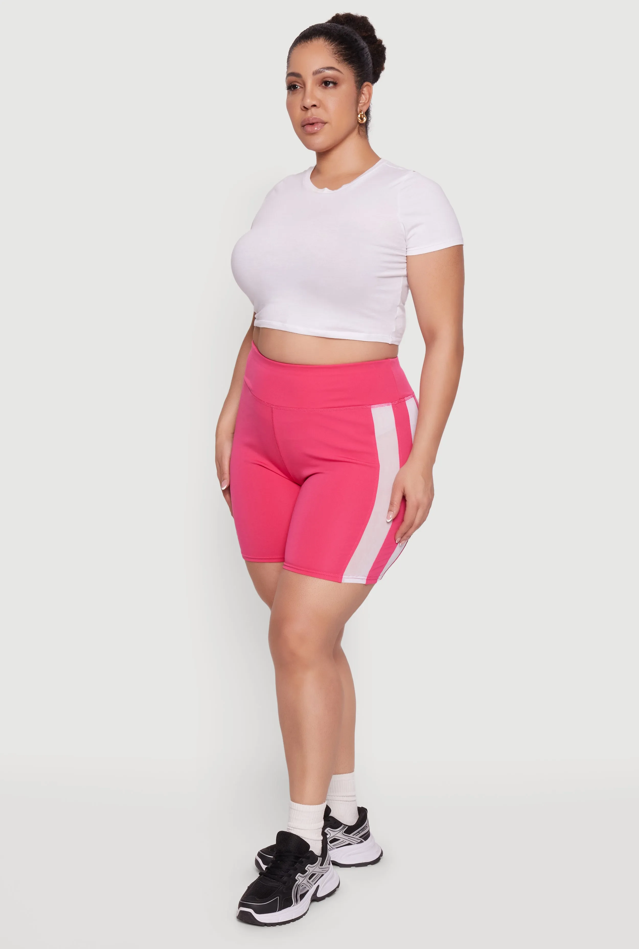 Plus Size Mesh Side Striped Biker Shorts sold by Rainbow product image thumbnail 2