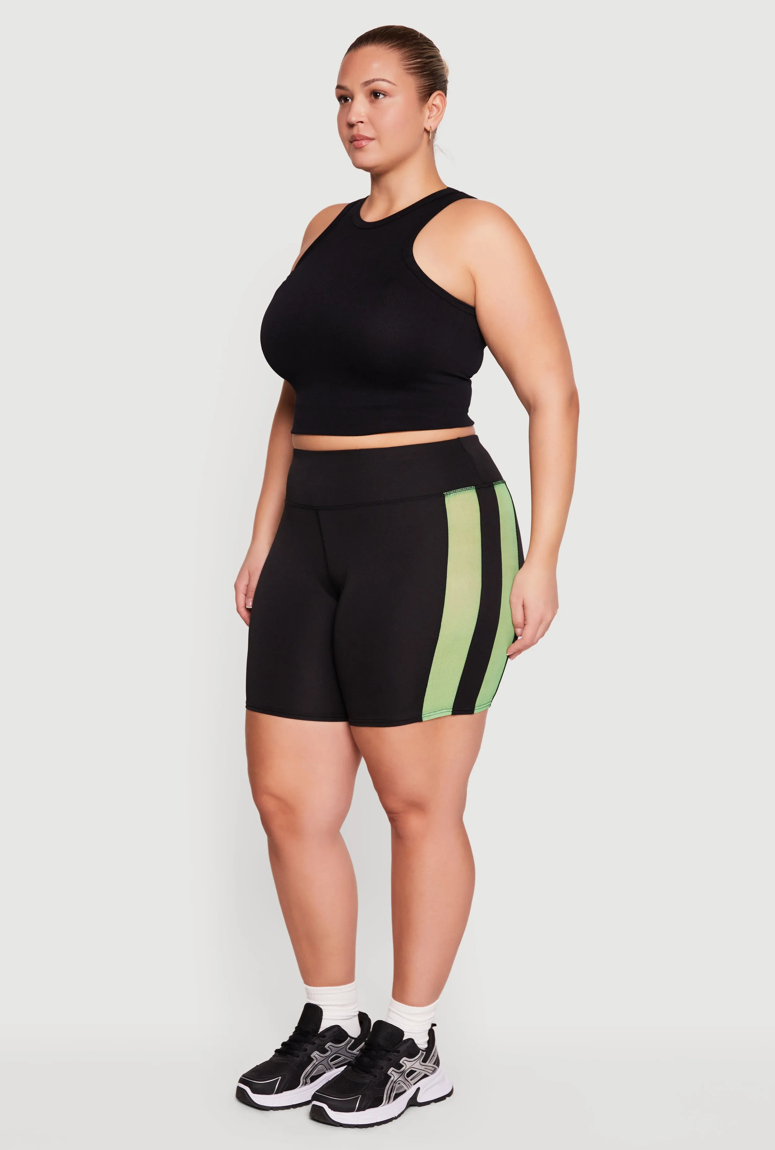 Plus Size Mesh Side Striped Biker Shorts sold by Rainbow product image thumbnail 2