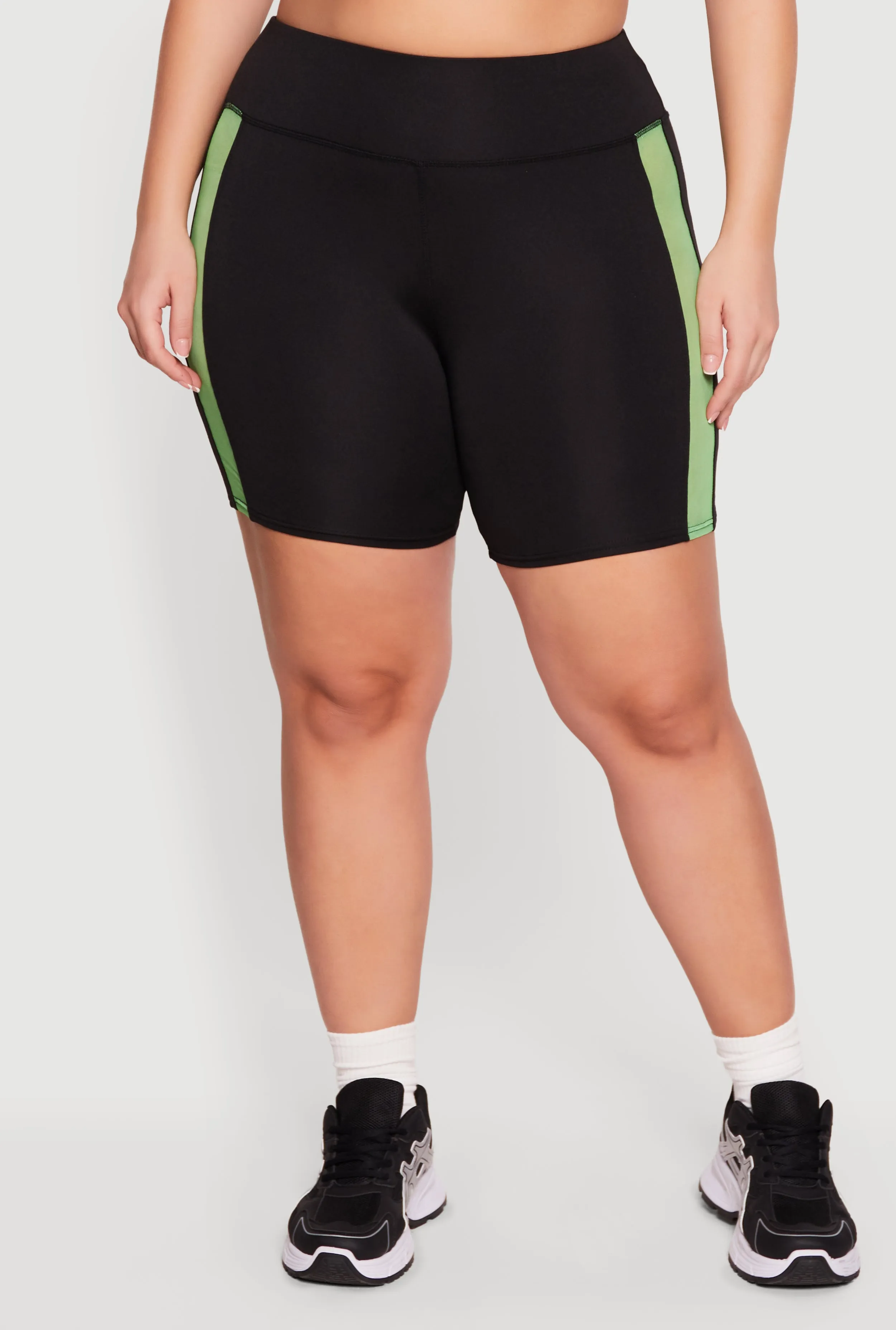 Plus Size Mesh Side Striped Biker Shorts sold by Rainbow product image thumbnail 3