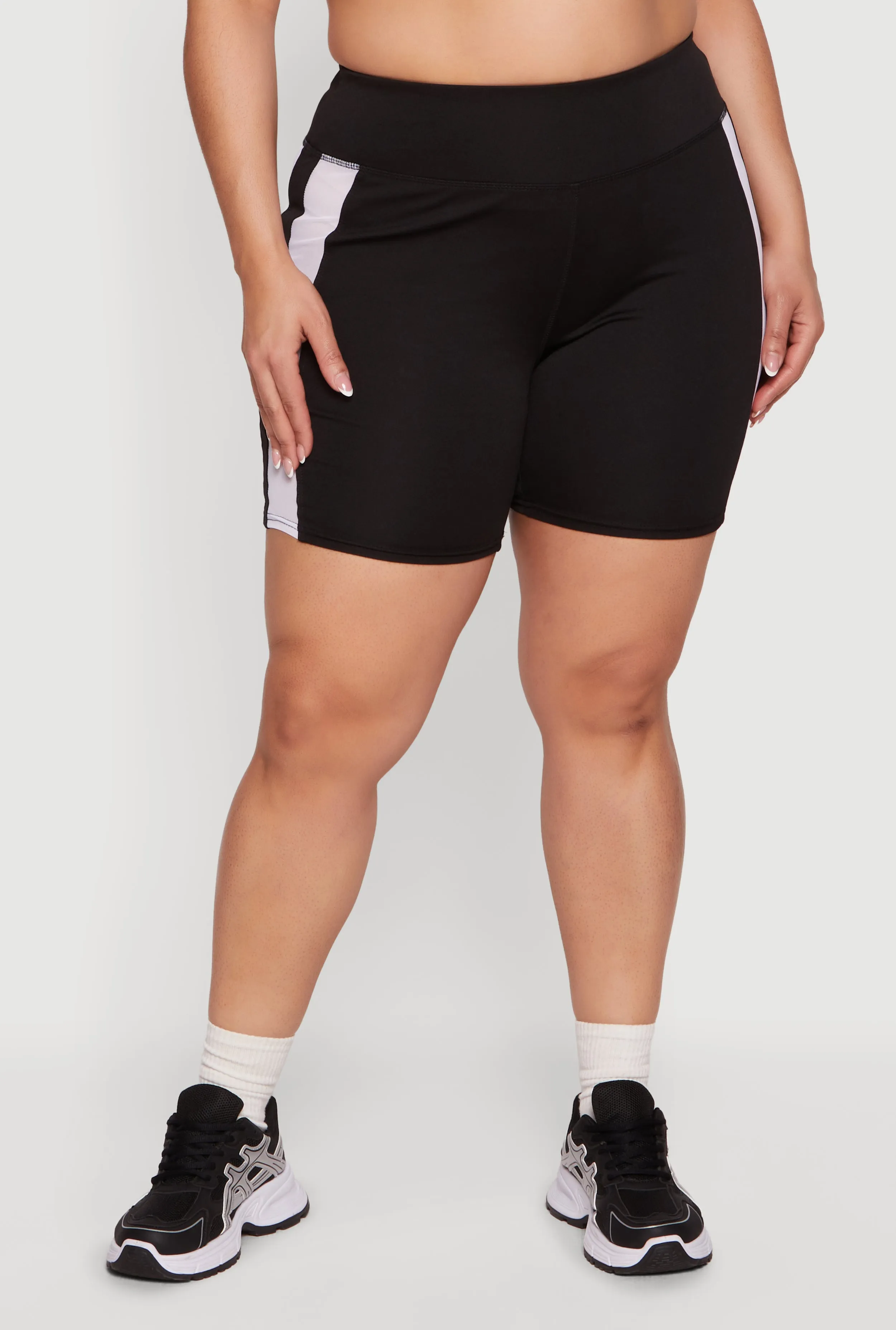 Plus Size Mesh Side Striped Biker Shorts sold by Rainbow product image thumbnail 3