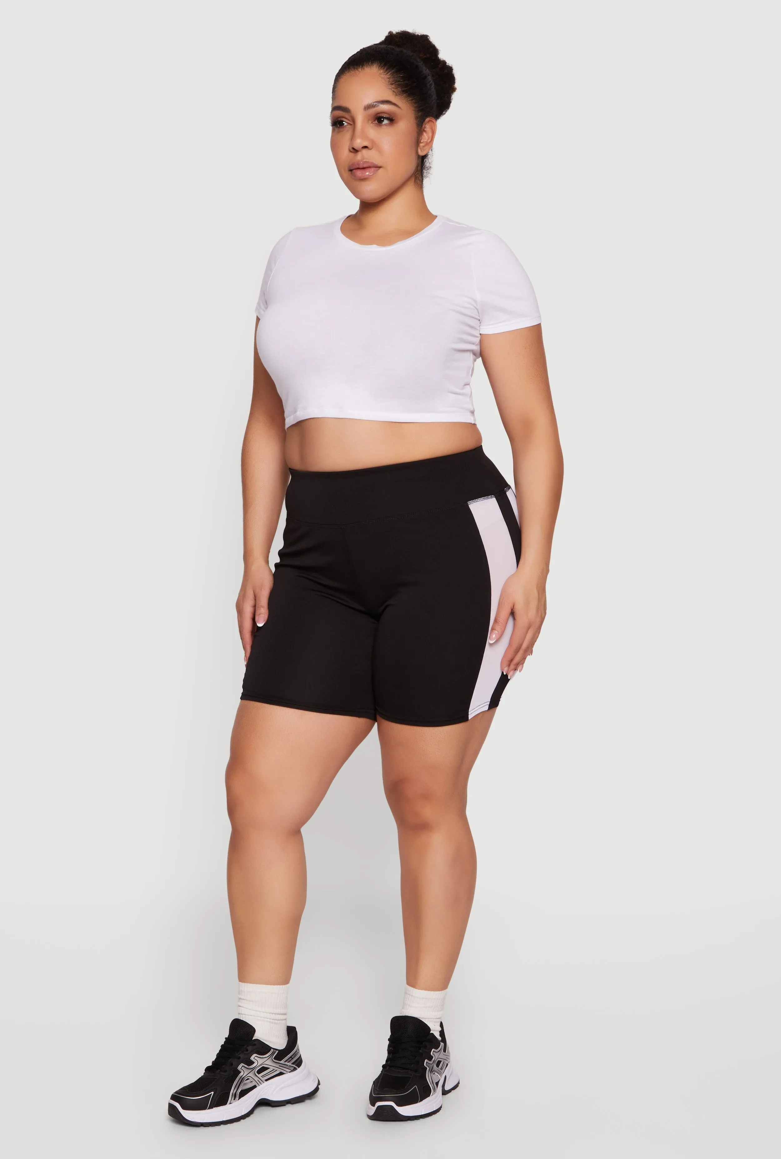 Plus Size Mesh Side Striped Biker Shorts sold by Rainbow product image thumbnail 2