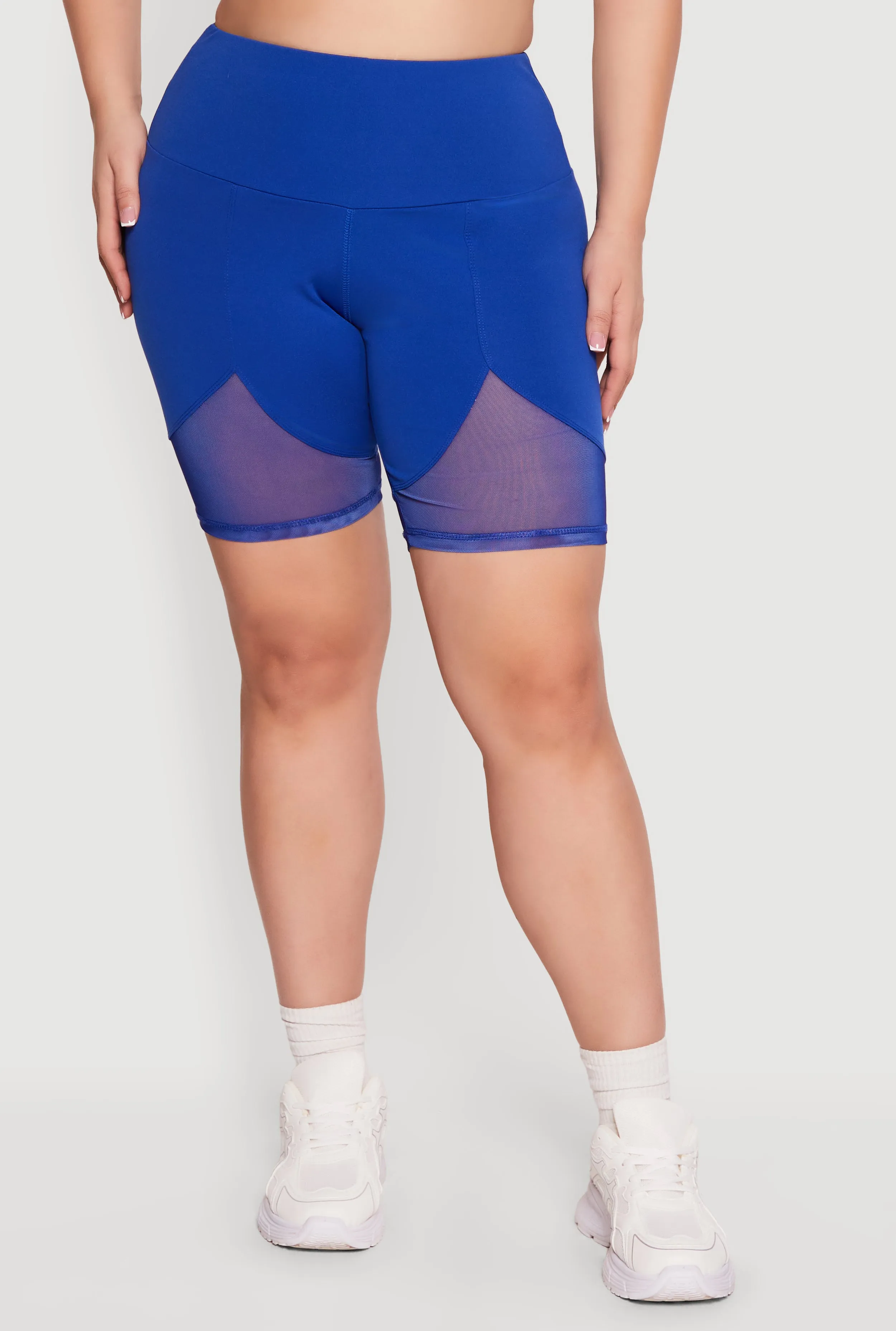 Plus Size High Waisted Mesh Insert Bike Shorts sold by Rainbow product image thumbnail 3