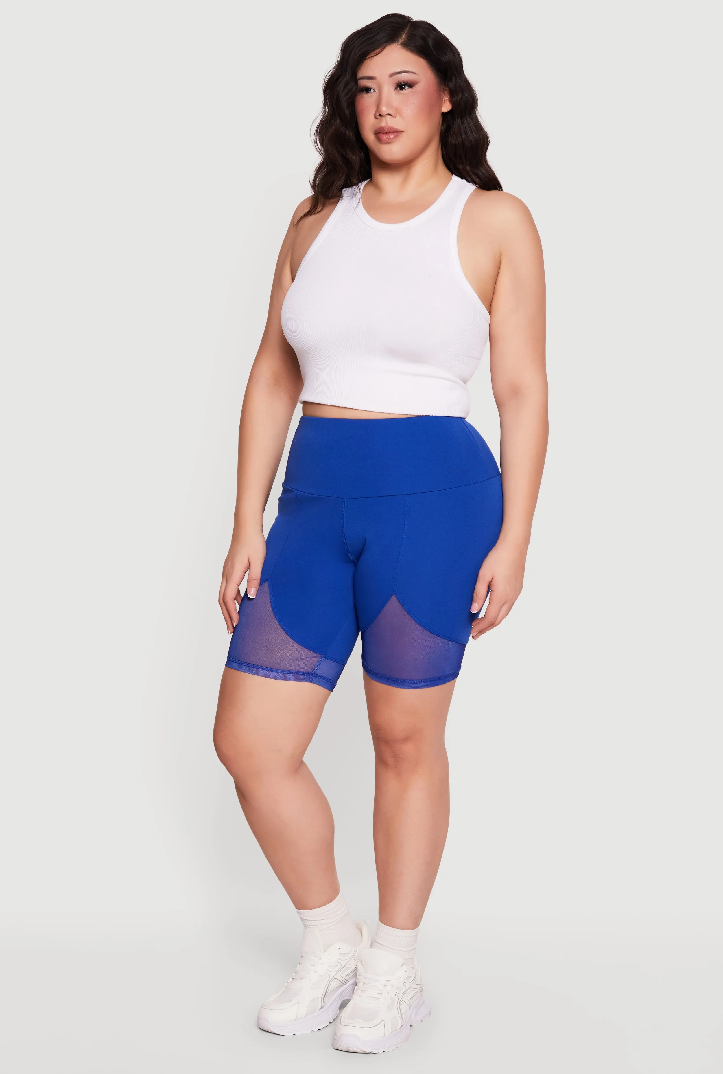 Plus Size High Waisted Mesh Insert Bike Shorts sold by Rainbow product image thumbnail 2