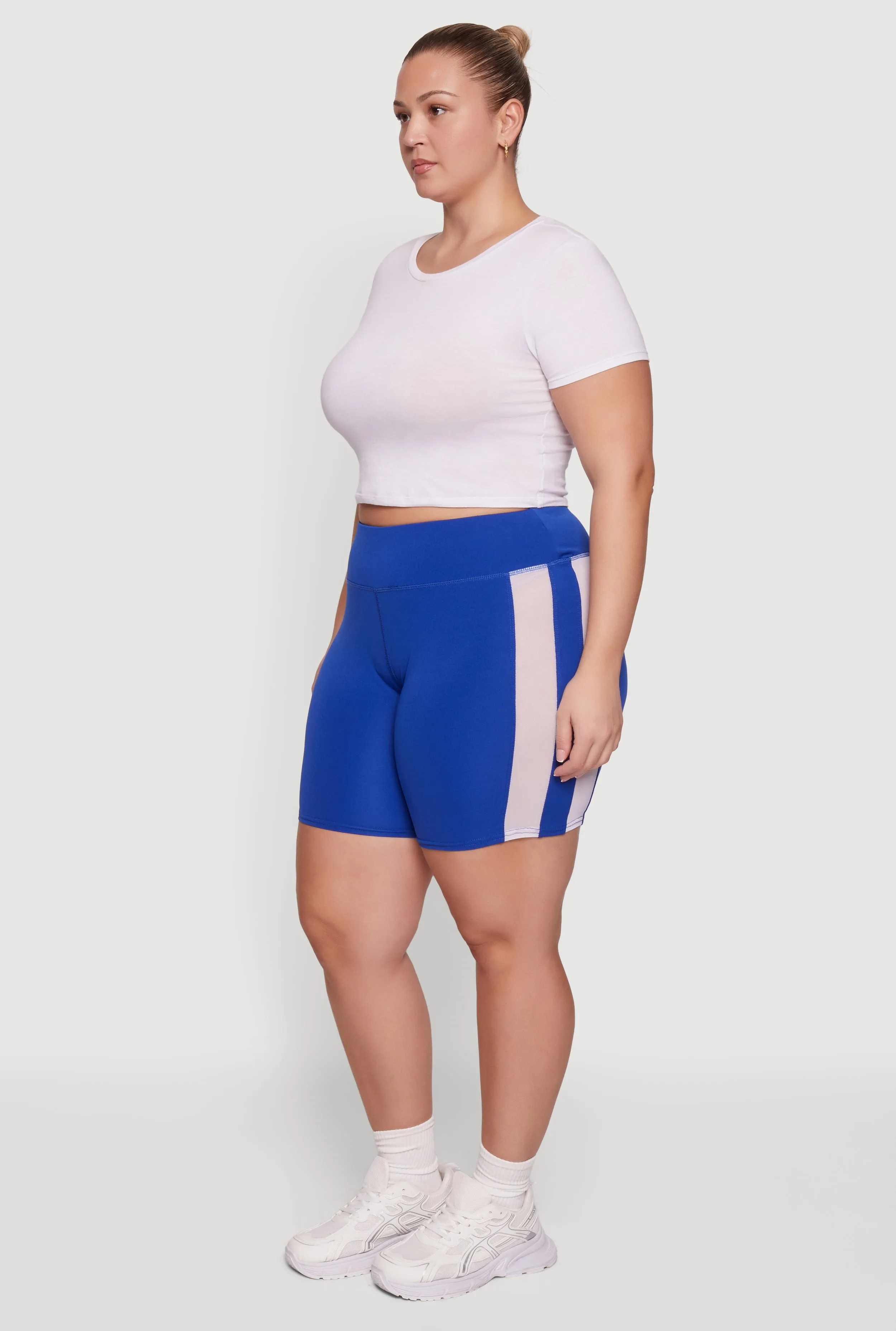 Plus Size Mesh Side Striped Biker Shorts sold by Rainbow product image thumbnail 2