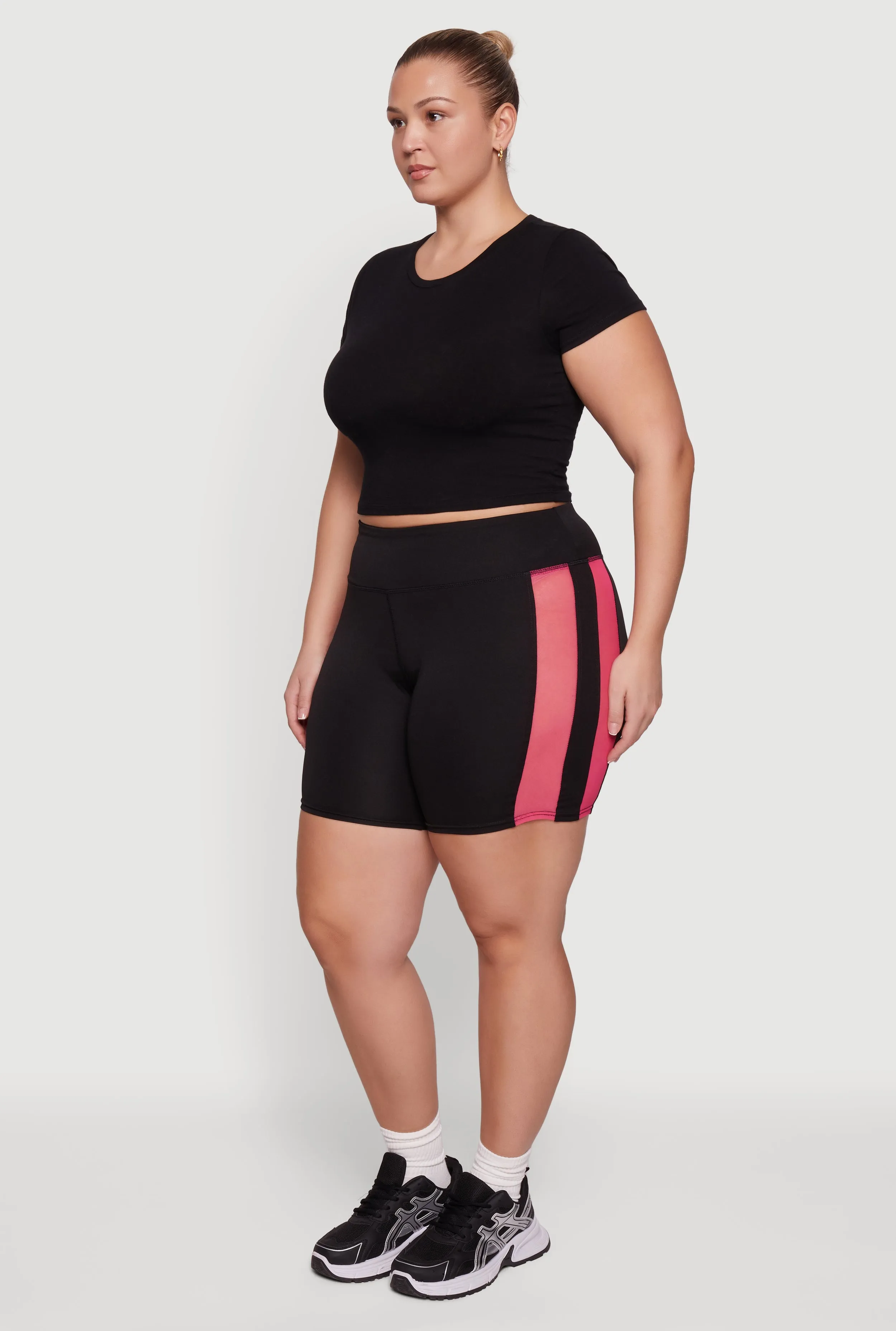 Plus Size Mesh Side Striped Biker Shorts sold by Rainbow product image thumbnail 2