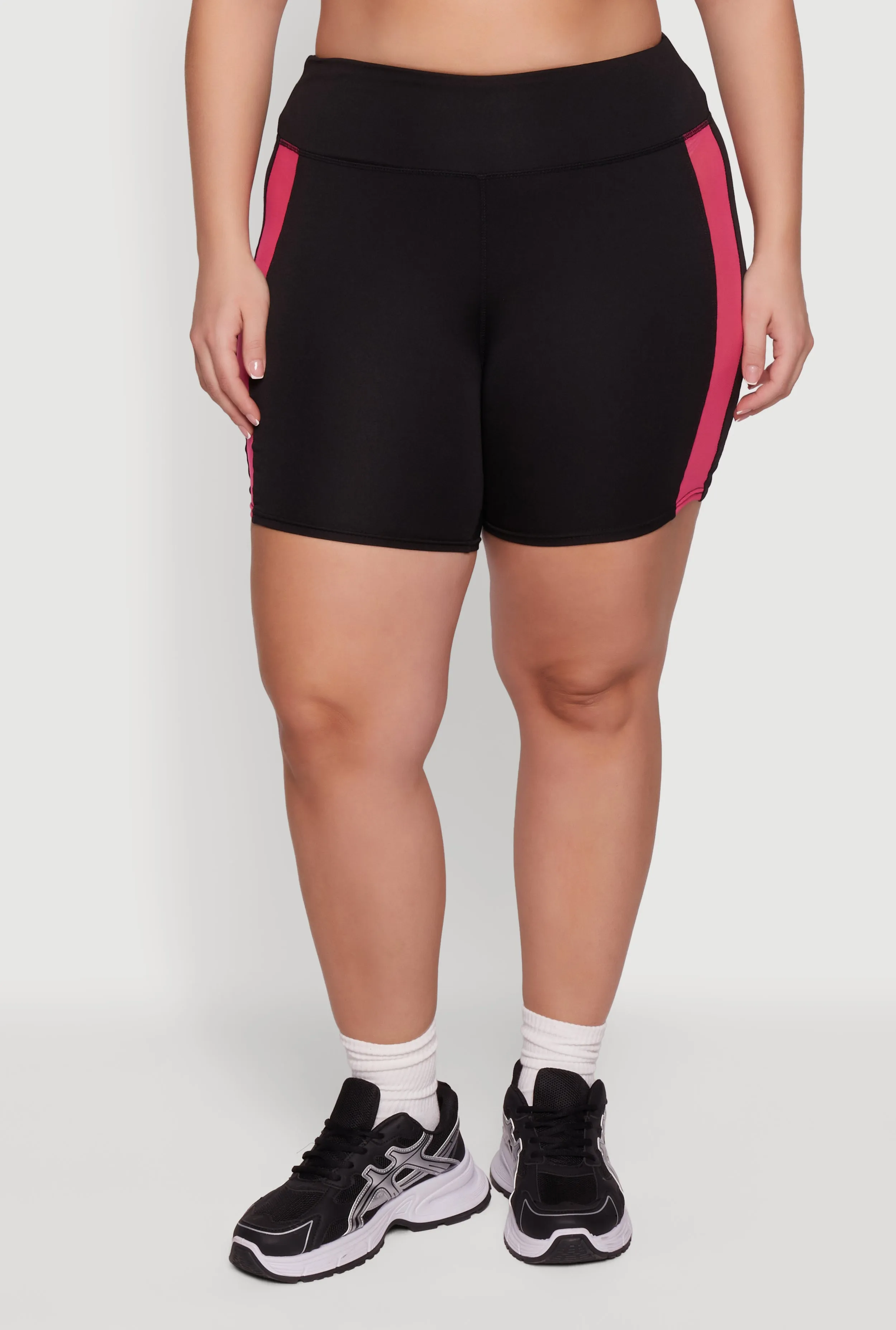 Plus Size Mesh Side Striped Biker Shorts sold by Rainbow product image thumbnail 3