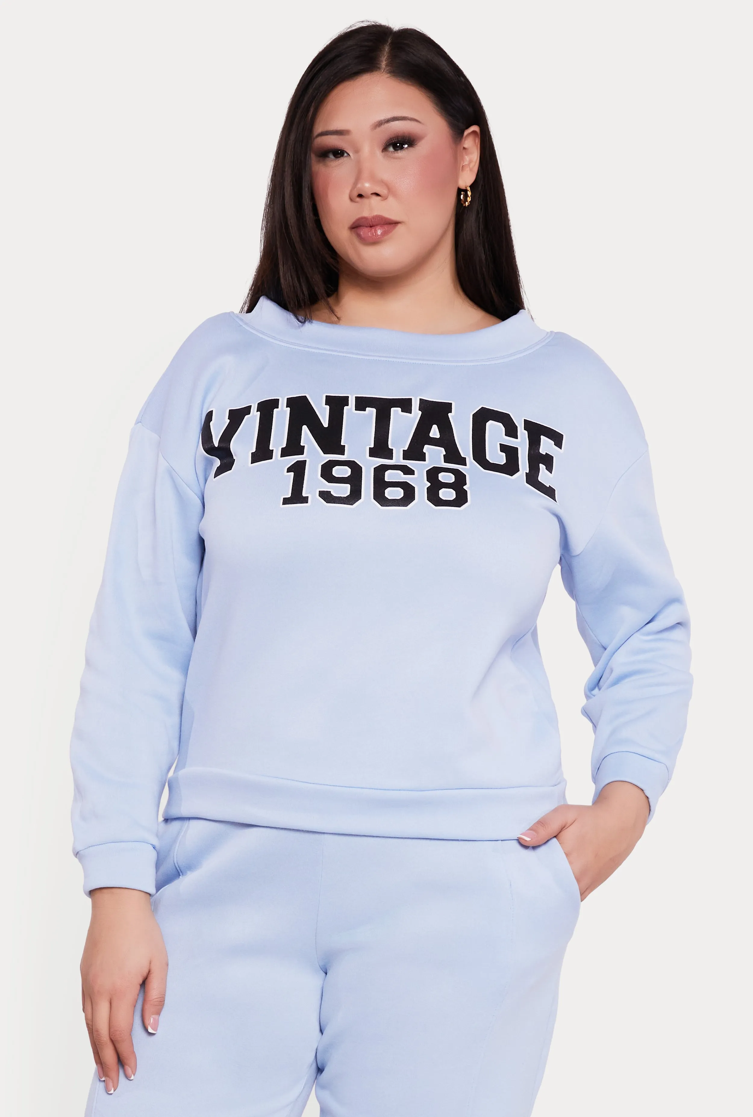 Plus Size Vintage 1968 Boat Neck Sweatshirt sold by Rainbow product image thumbnail 4