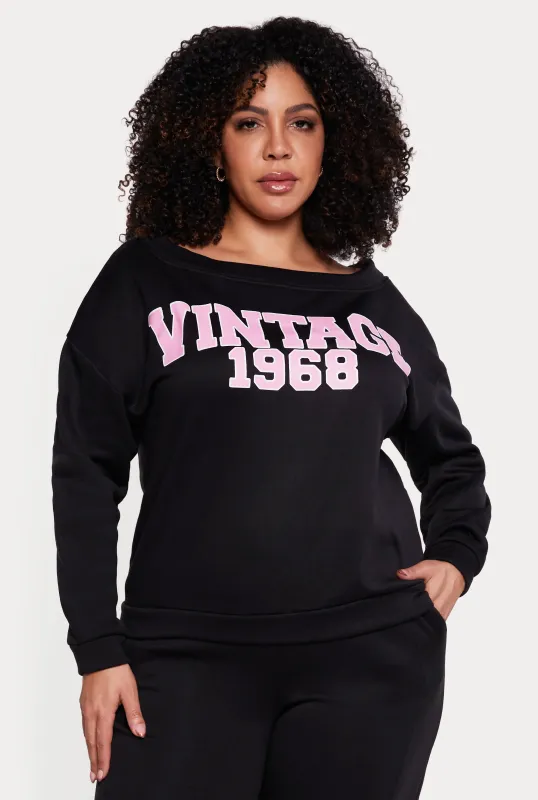 Plus Size Vintage 1968 Boat Neck Sweatshirt made by Rainbow