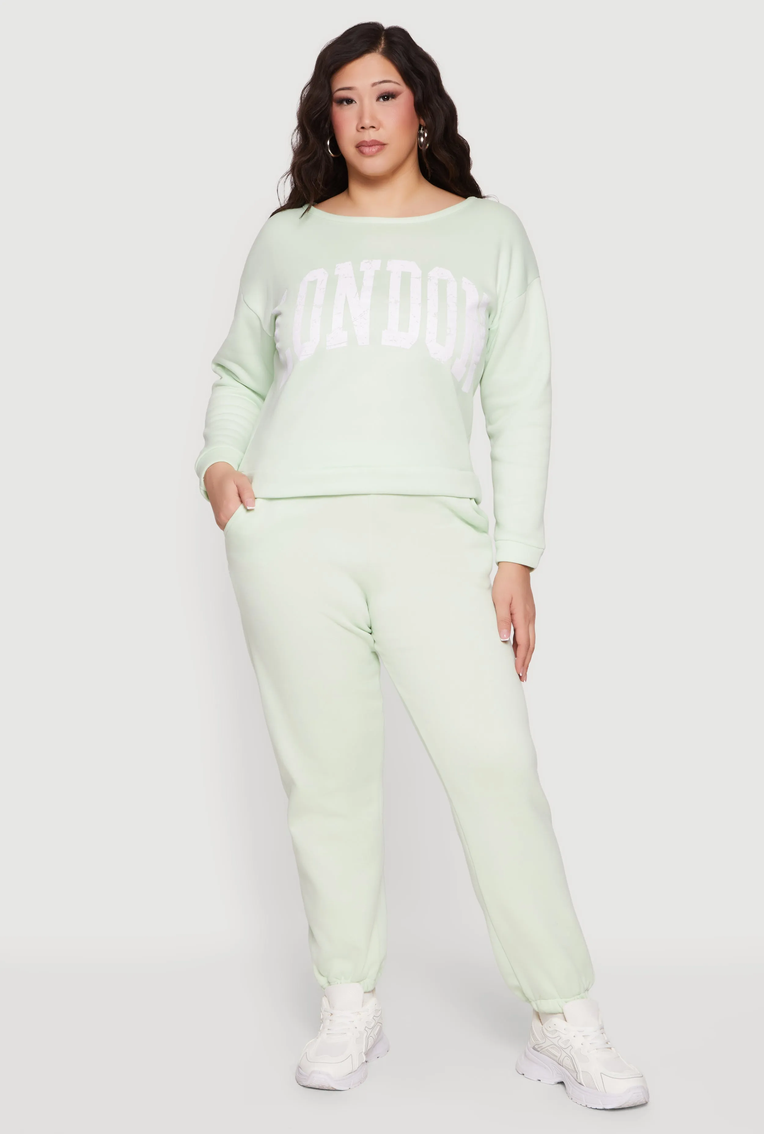 Plus Size High Waisted Fleece Sweatpants with Pockets sold by Rainbow