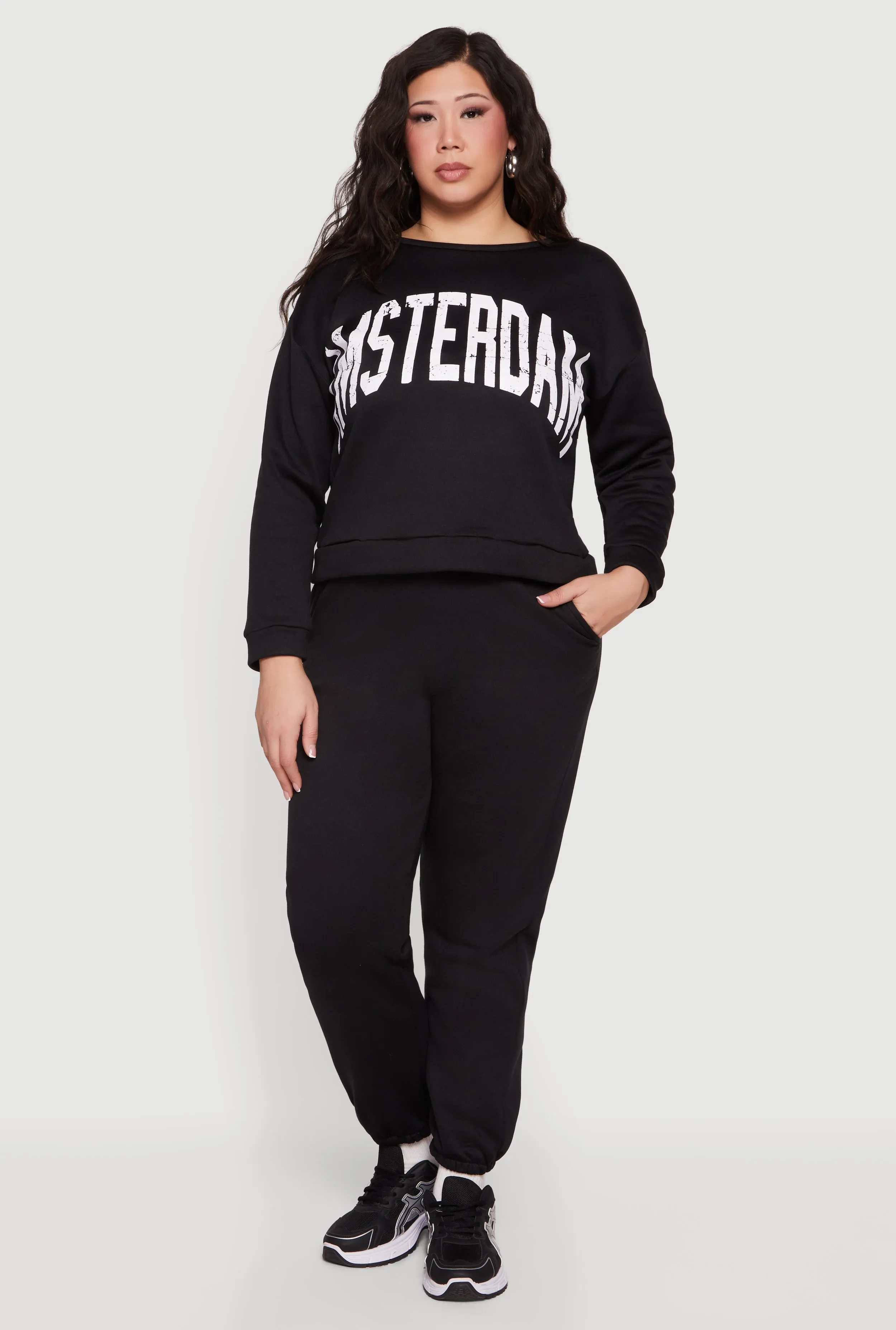 Plus Size High Waisted Fleece Sweatpants with Pockets sold by Rainbow product image thumbnail 2