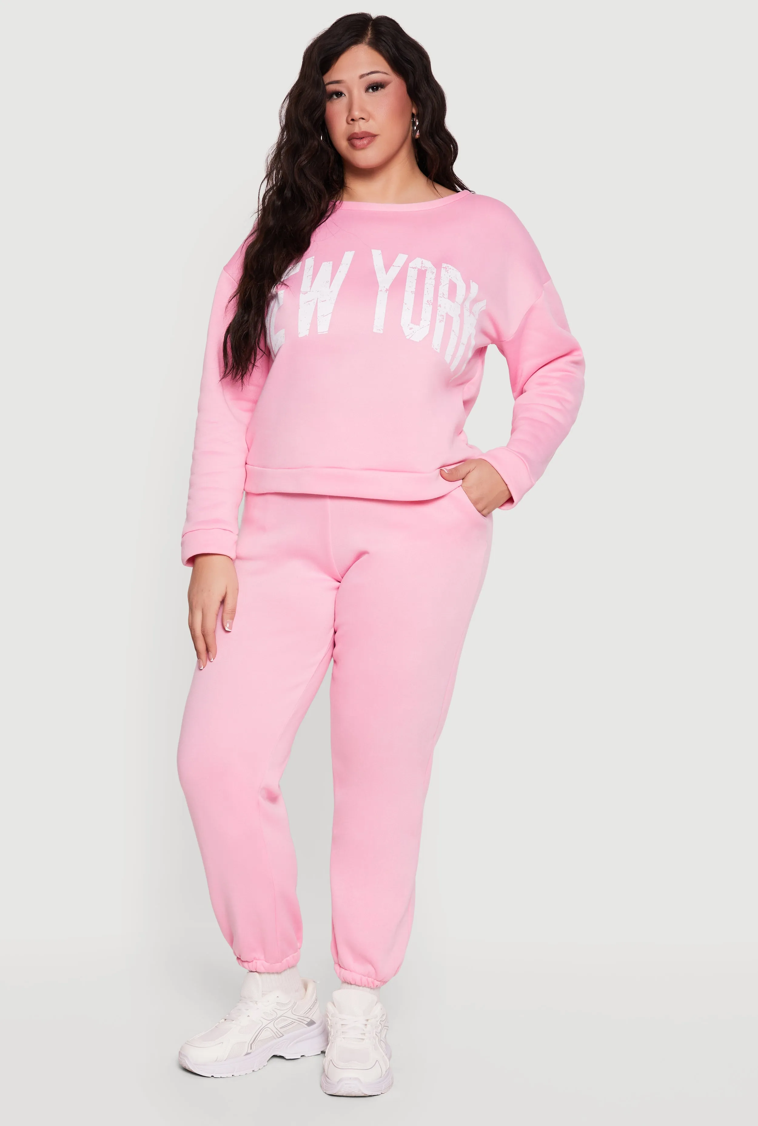 Plus Size High Waisted Fleece Sweatpants with Pockets sold by Rainbow product image thumbnail 4