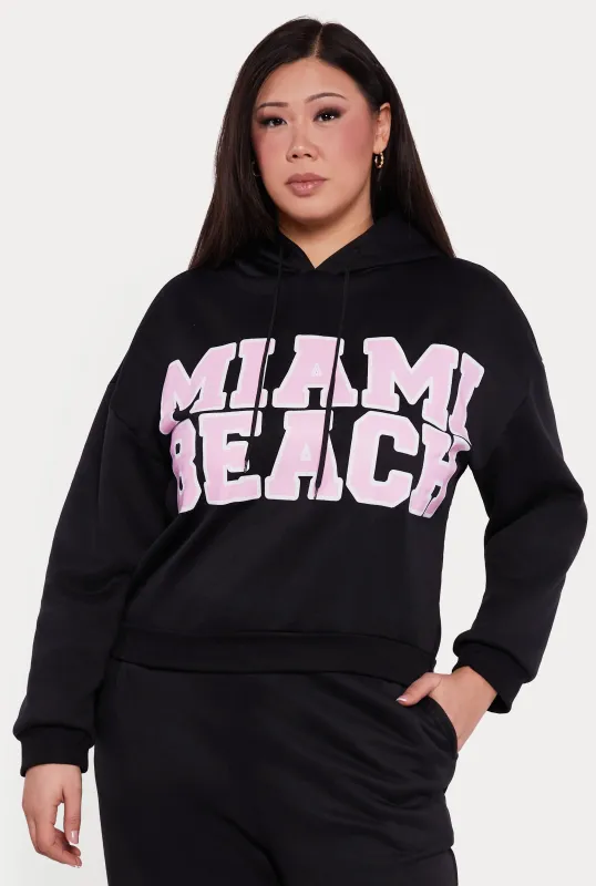 Plus Size Miami Beach Hoodie sold by Rainbow