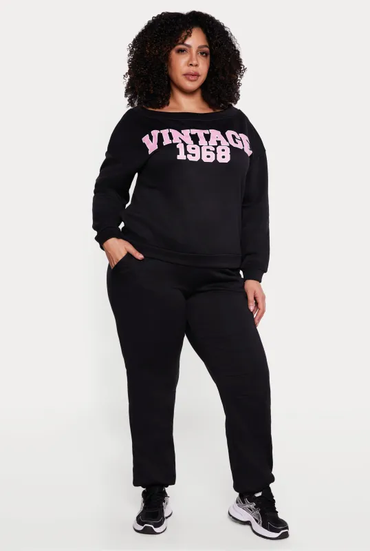 Plus Size High Waisted Pocket Fleece Sweatpants sold by Rainbow