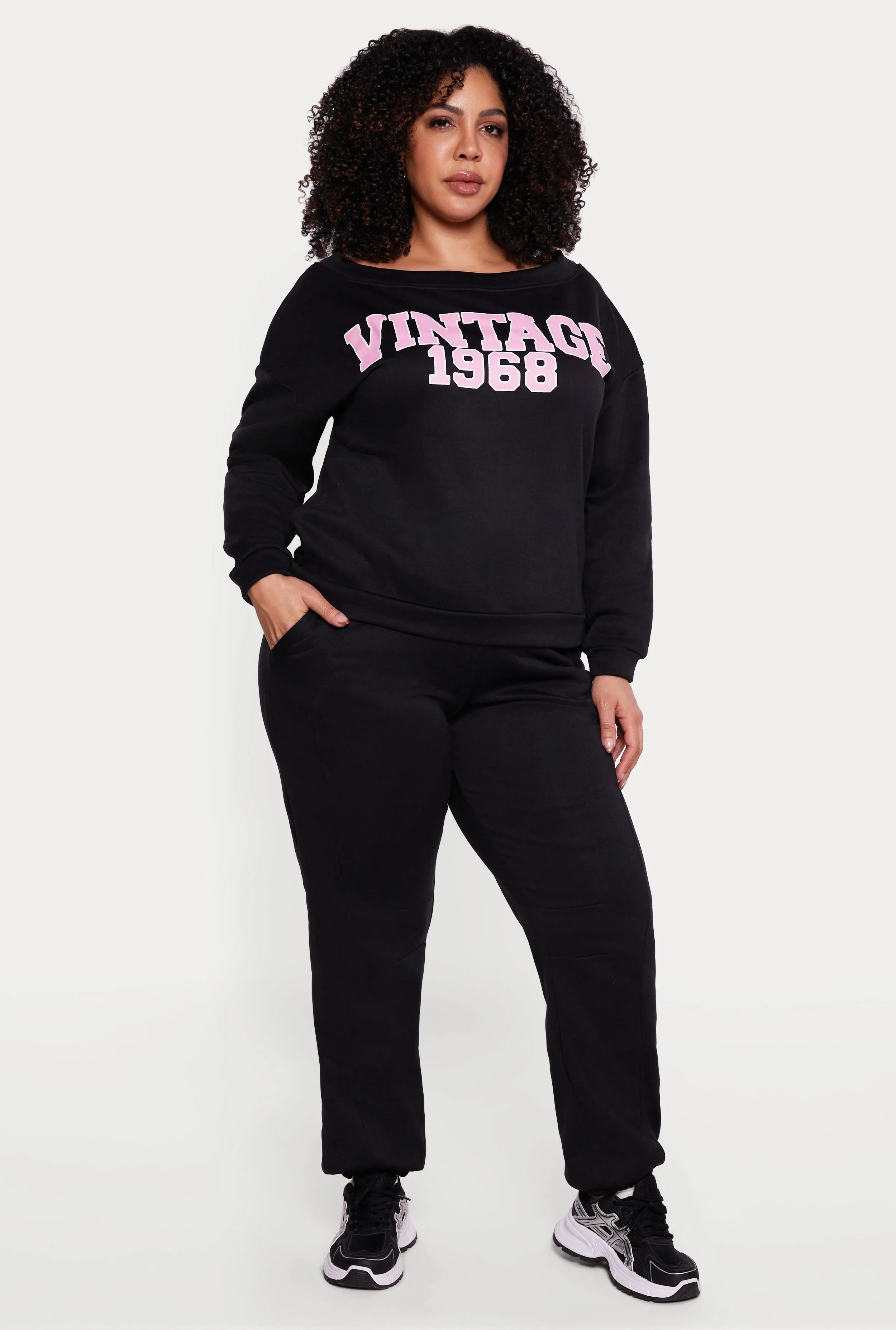 Plus Size High Waisted Pocket Fleece Sweatpants sold by Rainbow