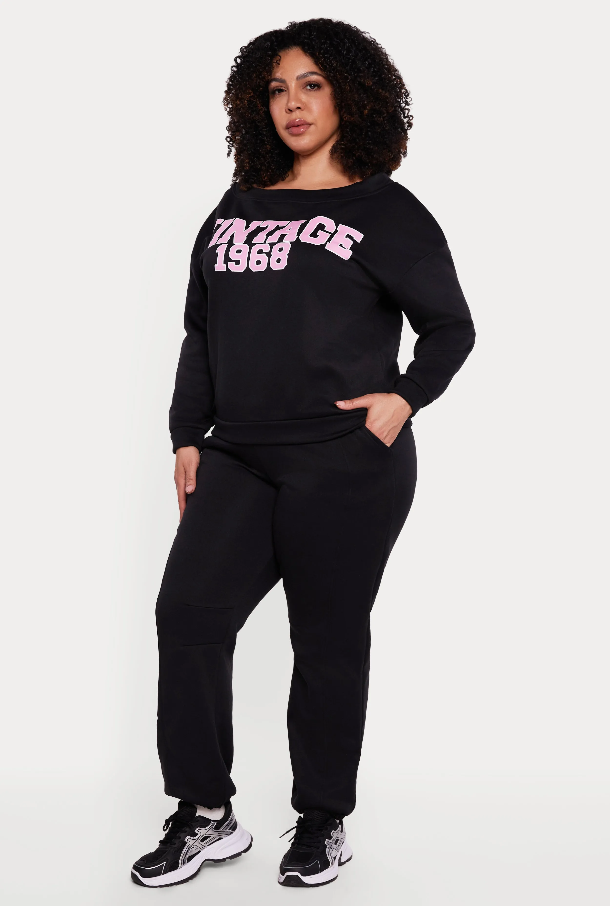 Plus Size High Waisted Pocket Fleece Sweatpants sold by Rainbow product image thumbnail 2