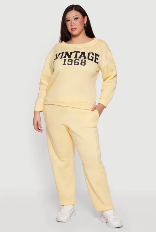 Plus Size High Waisted Pocket Fleece Sweatpants sold by Rainbow