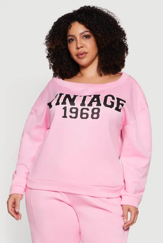 Plus Size Vintage 1968 Boat Neck Sweatshirt sold by Rainbow