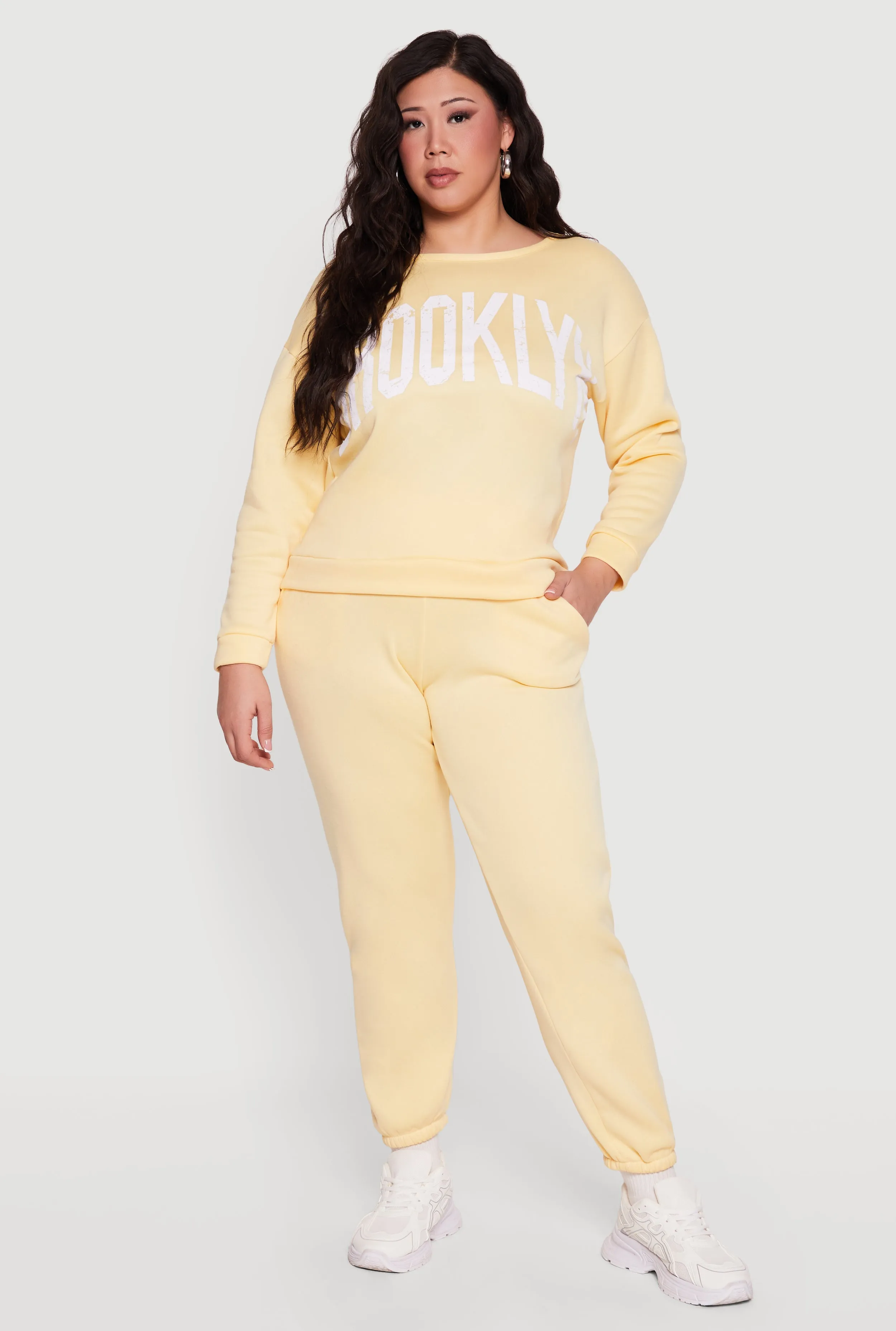 Plus Size High Waisted Fleece Sweatpants with Pockets sold by Rainbow