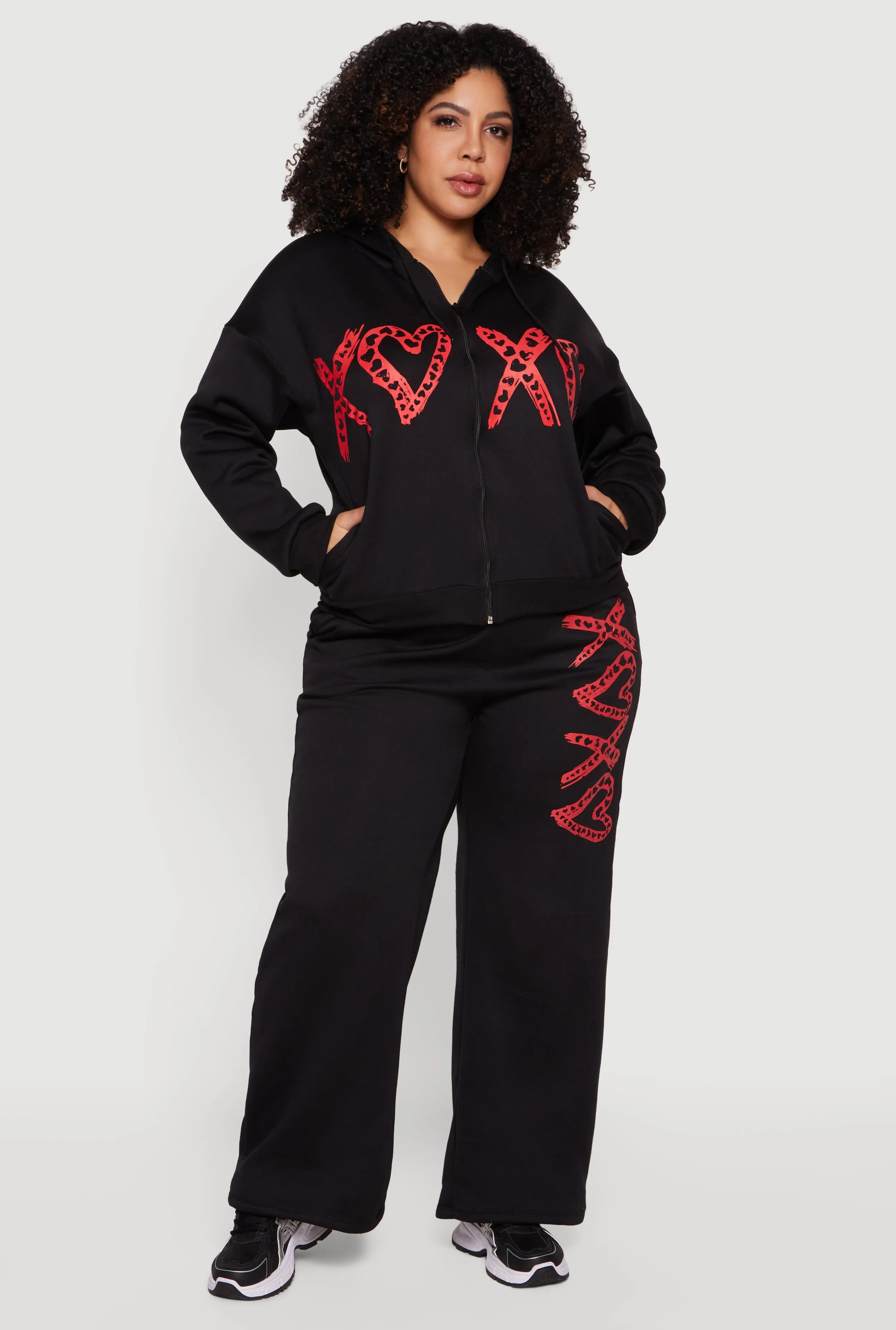 Plus Size Drop Shoulder Heart Graphic Hooded Sweatshirt sold by Rainbow product image thumbnail 2